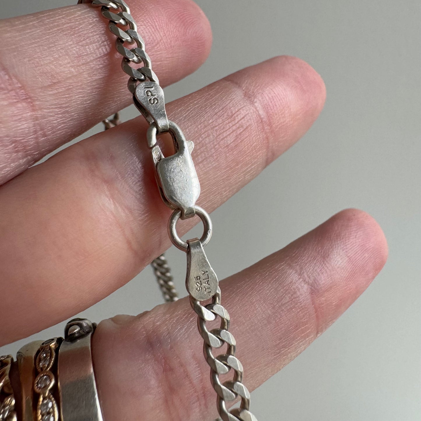 V I N T A G E // perfect flat curb / sterling silver curb chain pendant necklace / 24.5", 16g