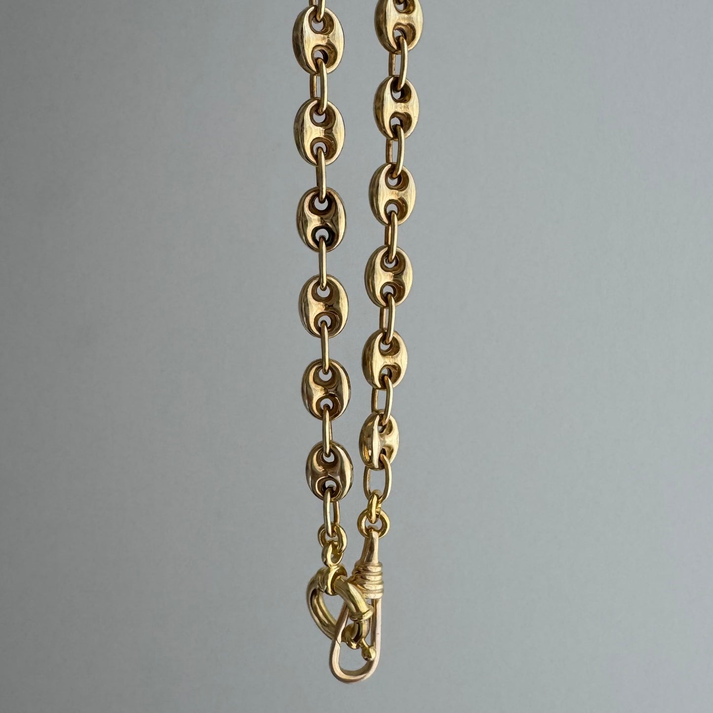 reimagined V I N T A G E // modern day watch chain / re-worked gold over sterling silver puffy mariner link chain / 20.75", 26.7g