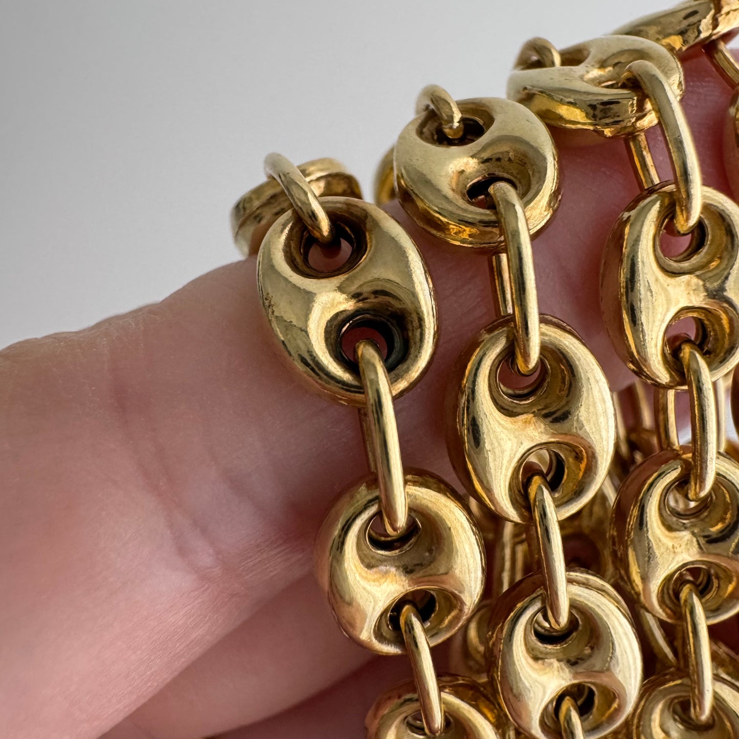 reimagined V I N T A G E // modern day watch chain / re-worked gold over sterling silver puffy mariner link chain / 20.75", 26.7g