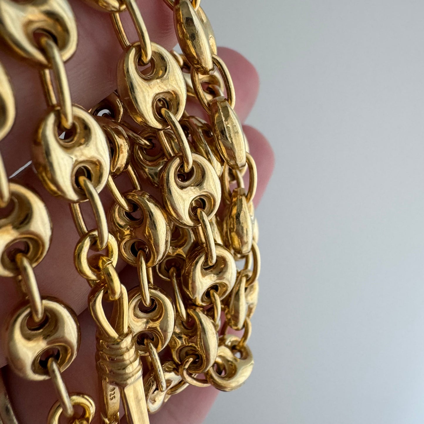 reimagined V I N T A G E // modern day watch chain / re-worked gold over sterling silver puffy mariner link chain / 20.75", 26.7g