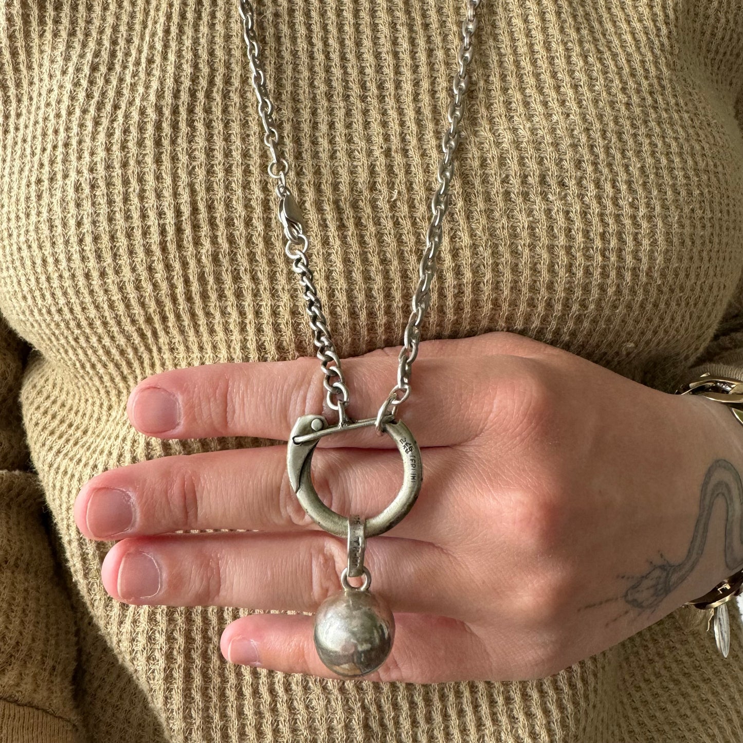 V I N T A G E // connector clasp / sterling silver carabiner connector clasp with extender chain