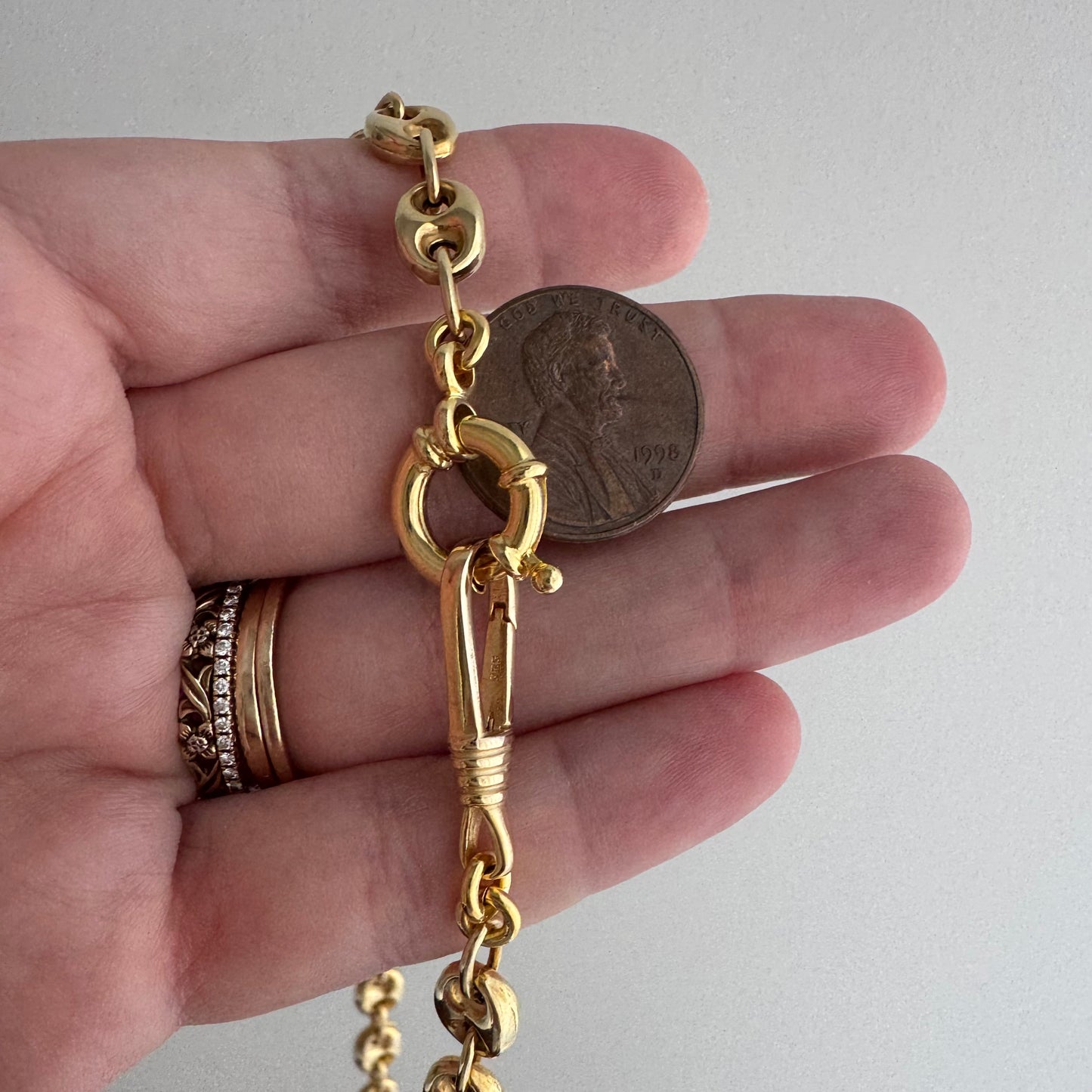 reimagined V I N T A G E // modern day watch chain / re-worked gold over sterling silver puffy mariner link chain / 20.75", 26.7g