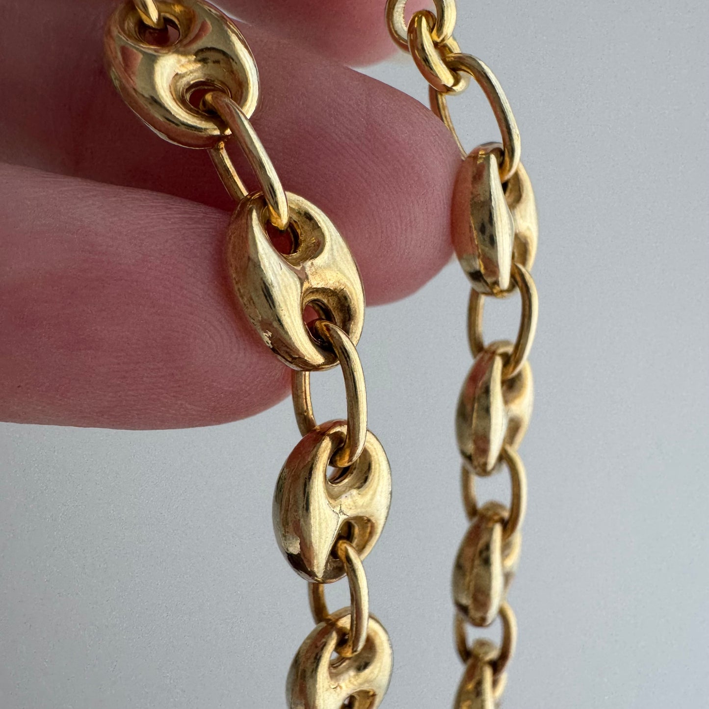reimagined V I N T A G E // modern day watch chain / re-worked gold over sterling silver puffy mariner link chain / 20.75", 26.7g