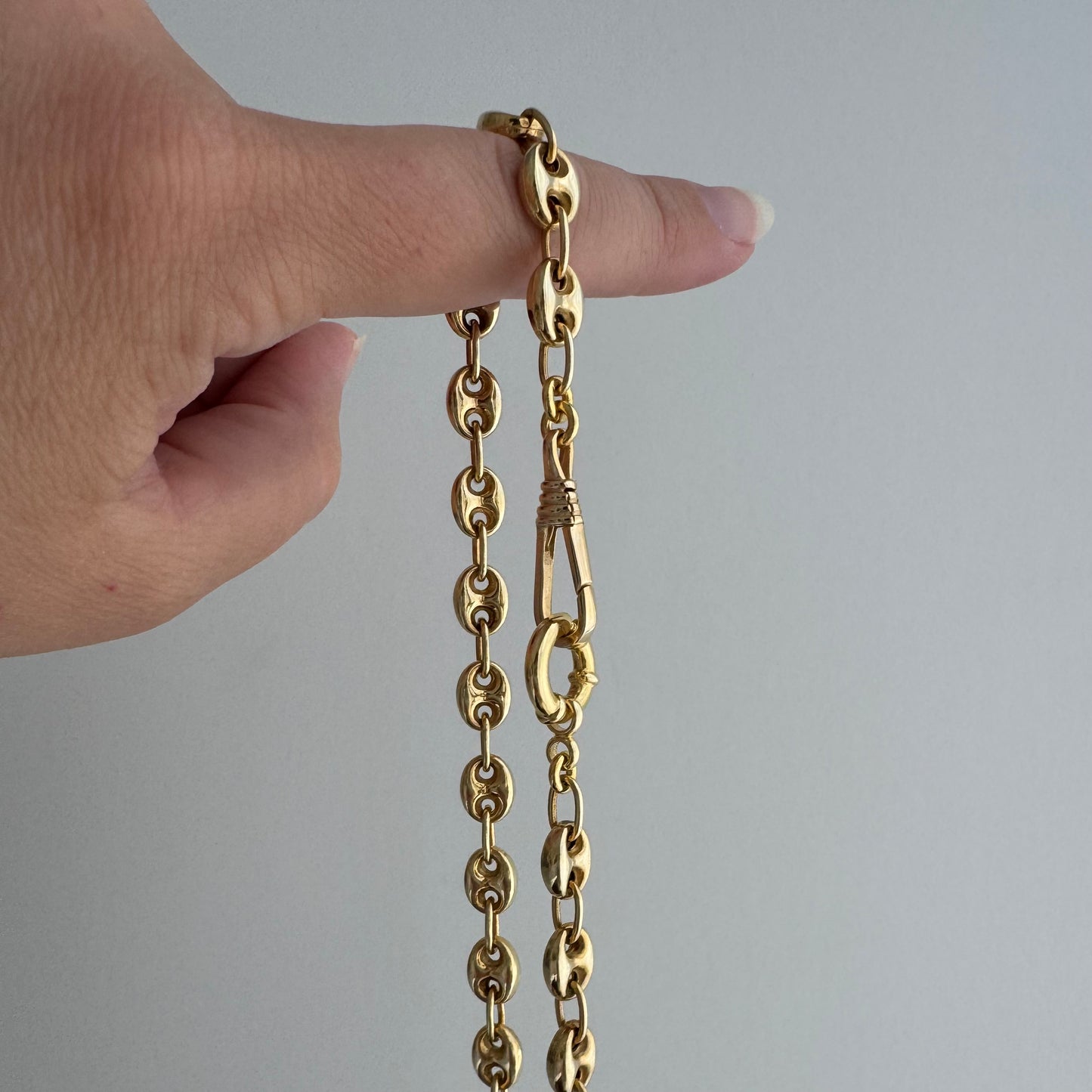 reimagined V I N T A G E // modern day watch chain / re-worked gold over sterling silver puffy mariner link chain / 20.75", 26.7g