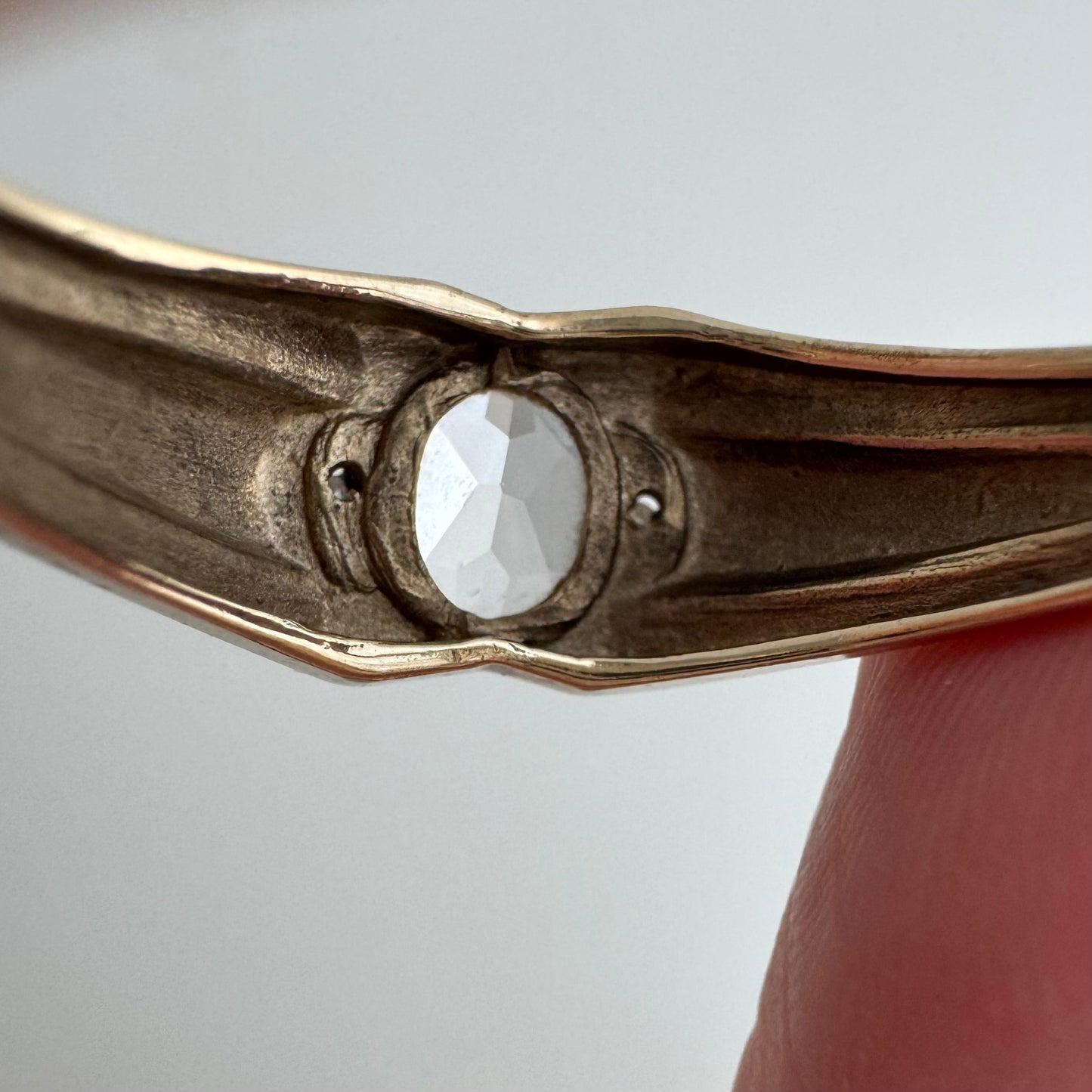 V I N T A G E // ode to deco / 10k domed wide tapered band with topaz and sapphire / size 10.25