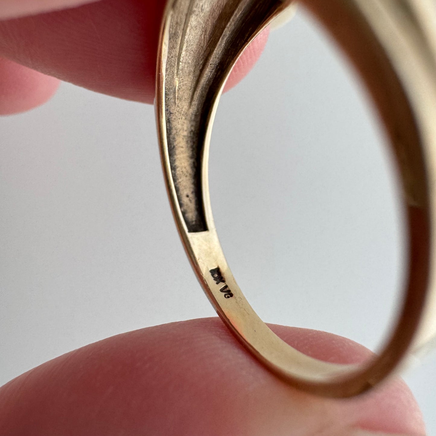 V I N T A G E // ode to deco / 10k domed wide tapered band with topaz and sapphire / size 10.25