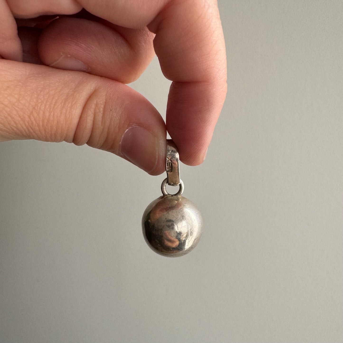 V I N T A G E // gentle tune / sterling silver bell ball charm / a spherical pendant