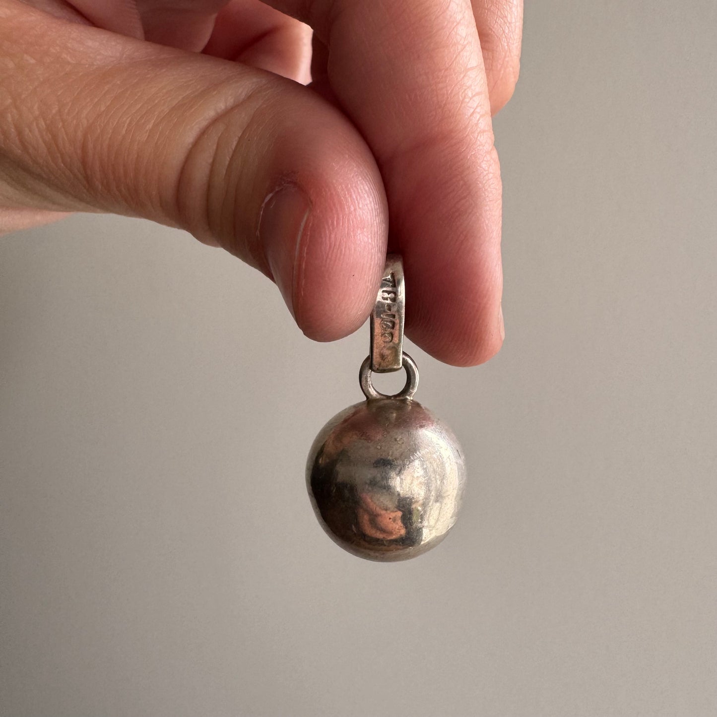 V I N T A G E // gentle tune / sterling silver bell ball charm / a spherical pendant