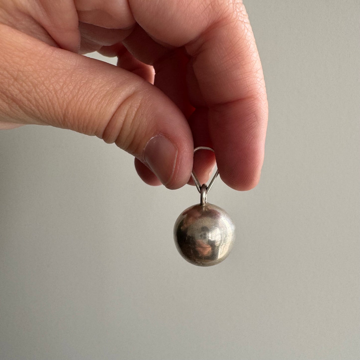 V I N T A G E // gentle tune / sterling silver bell ball charm / a spherical pendant