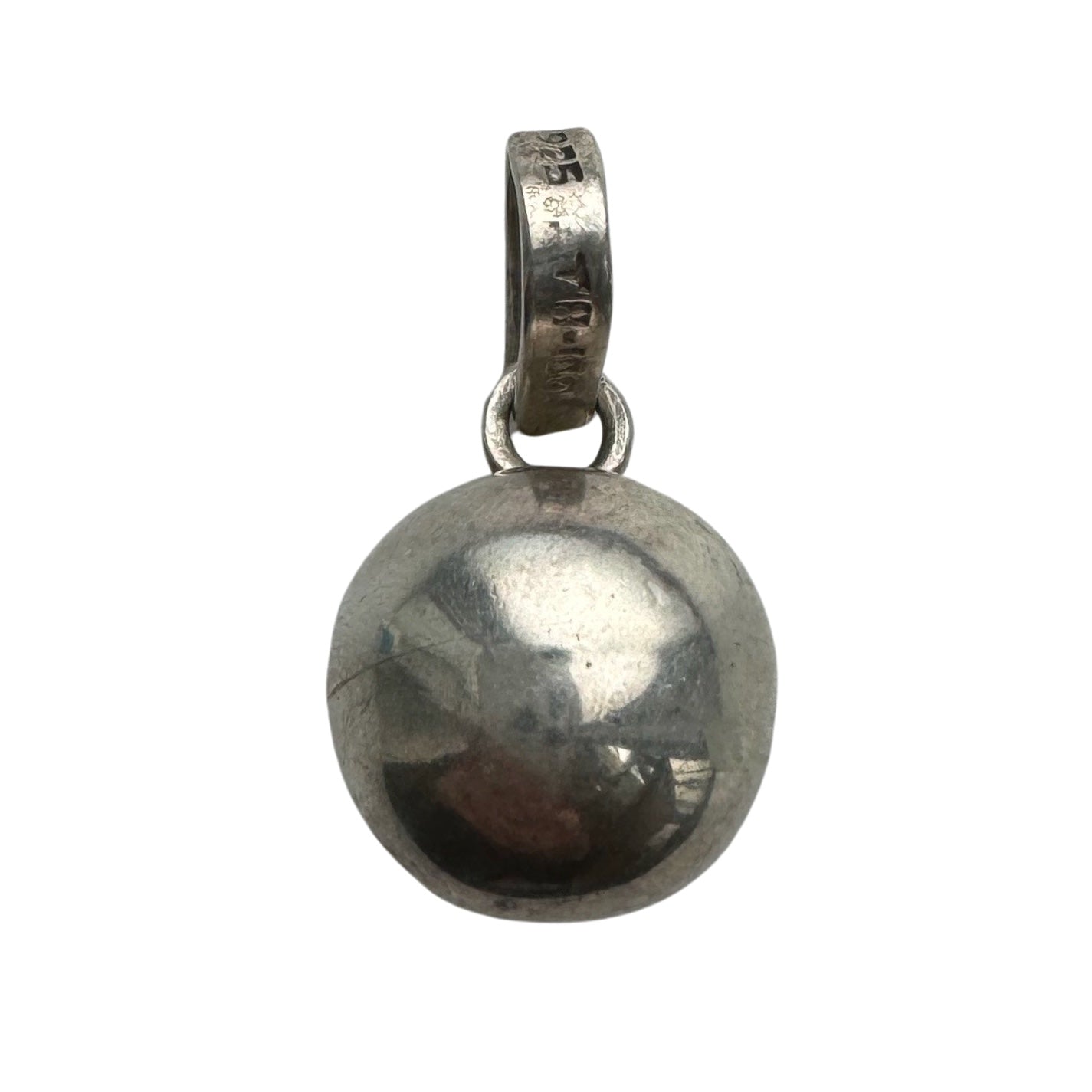 V I N T A G E // gentle tune / sterling silver bell ball charm / a spherical pendant