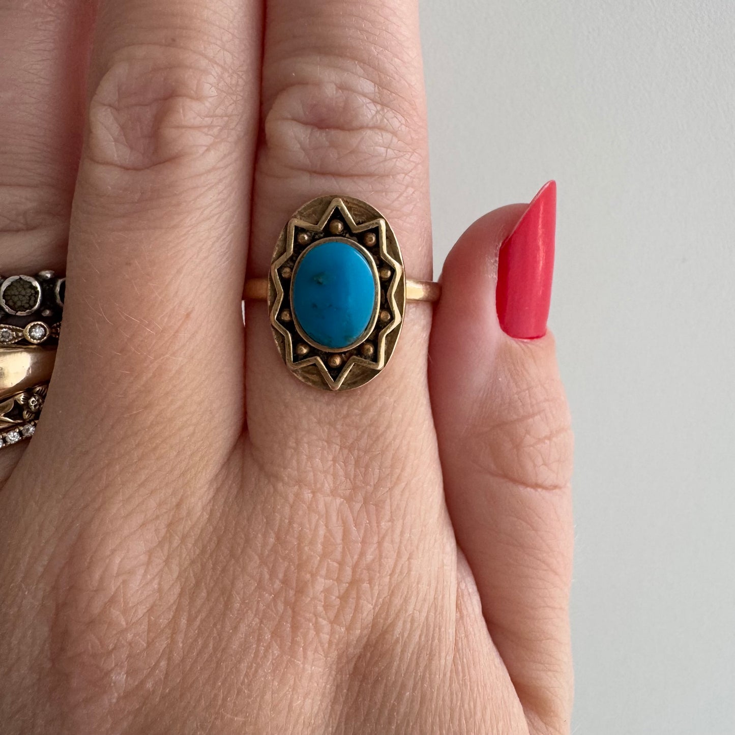 V I N T A G E / the golden southwest / 10k gold and turquoise ring / size 9