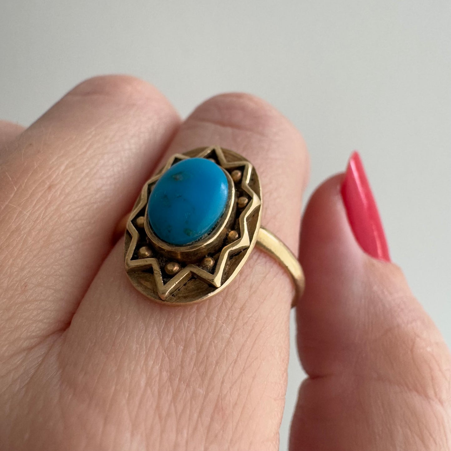 V I N T A G E / the golden southwest / 10k gold and turquoise ring / size 9