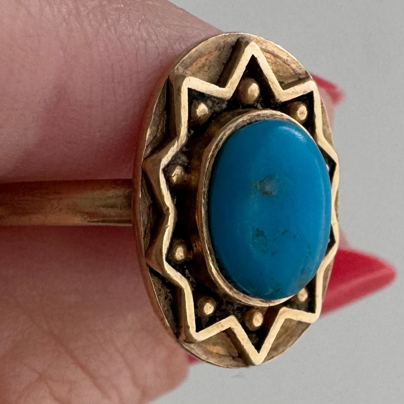 V I N T A G E / the golden southwest / 10k gold and turquoise ring / size 9