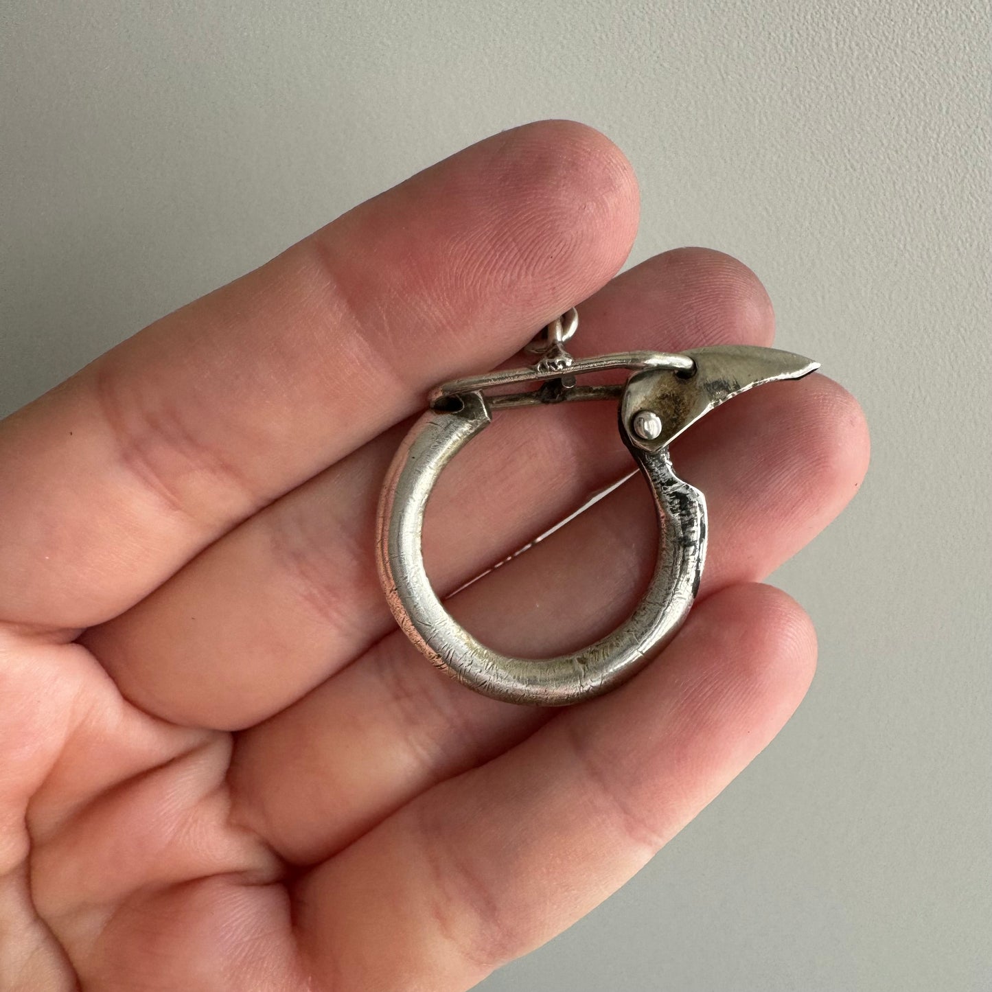 V I N T A G E // connector clasp / sterling silver carabiner connector clasp with extender chain