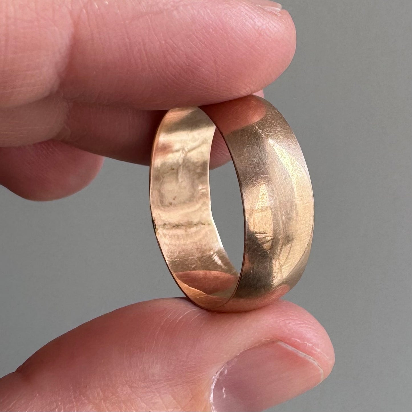 A N T I Q U E // Edwardian cigar band / 14k rosy gold S Bros wide band / fits like size 7.5-7.75