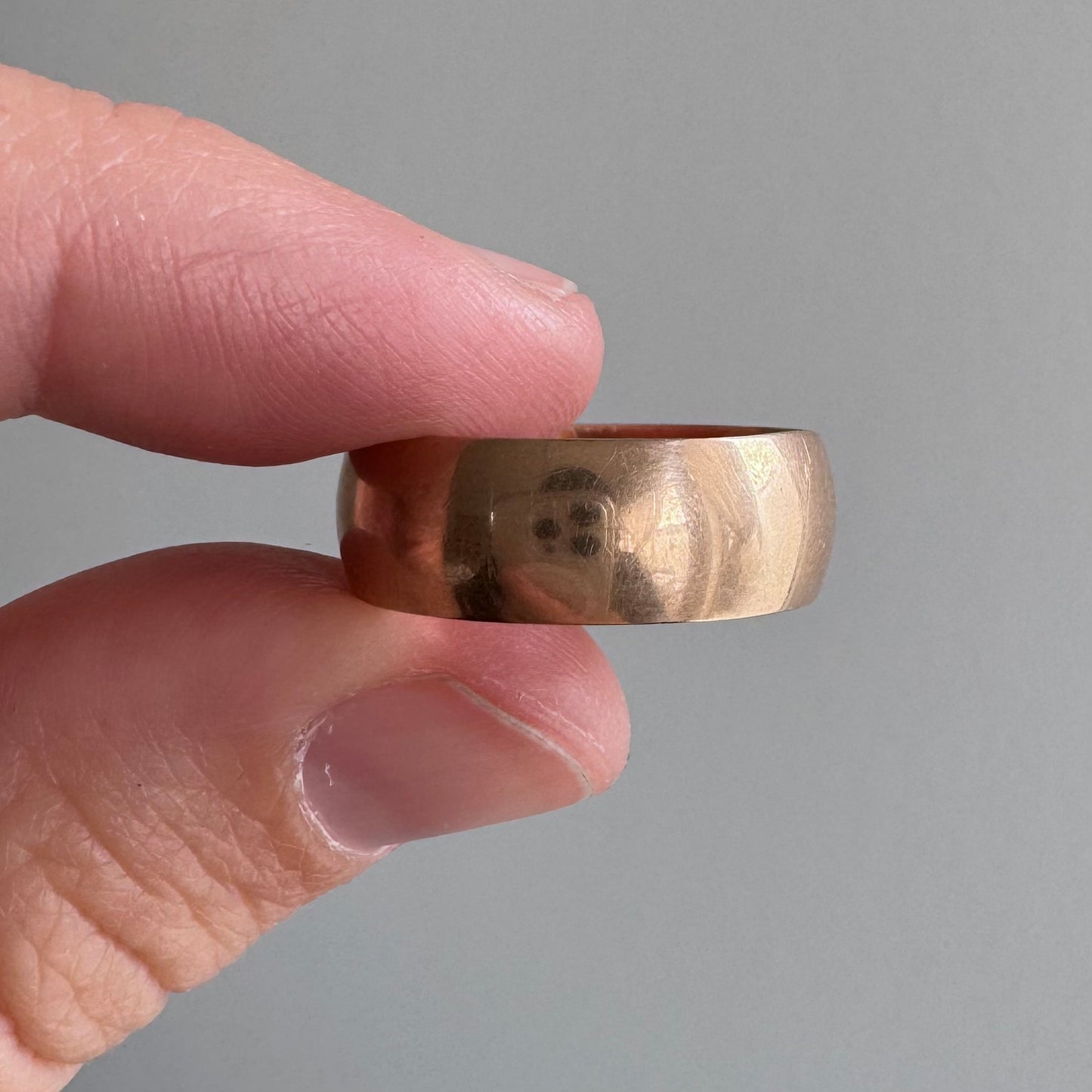 A N T I Q U E // Edwardian cigar band / 14k rosy gold S Bros wide band / fits like size 7.5-7.75