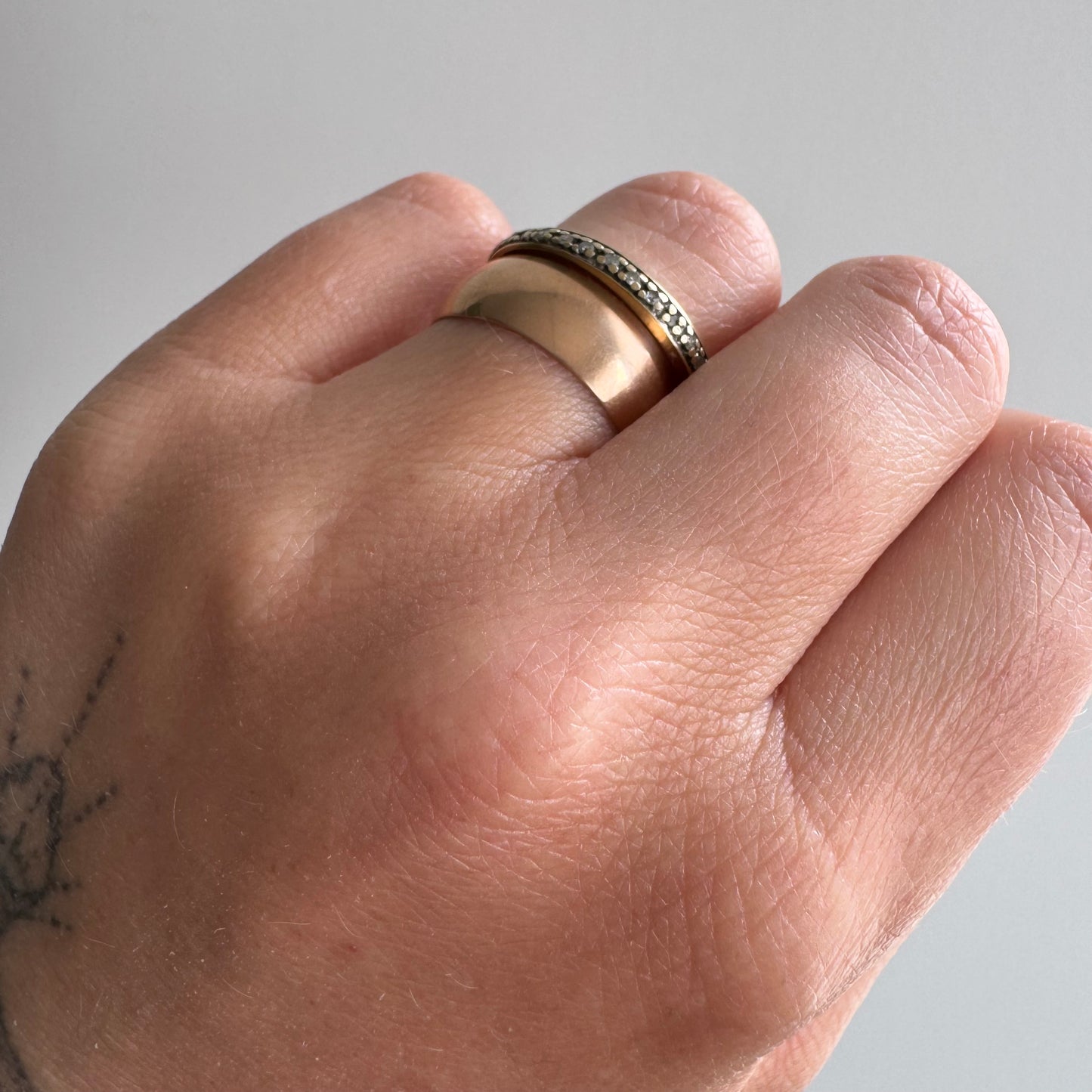 A N T I Q U E // Edwardian cigar band / 14k rosy gold S Bros wide band / fits like size 7.5-7.75