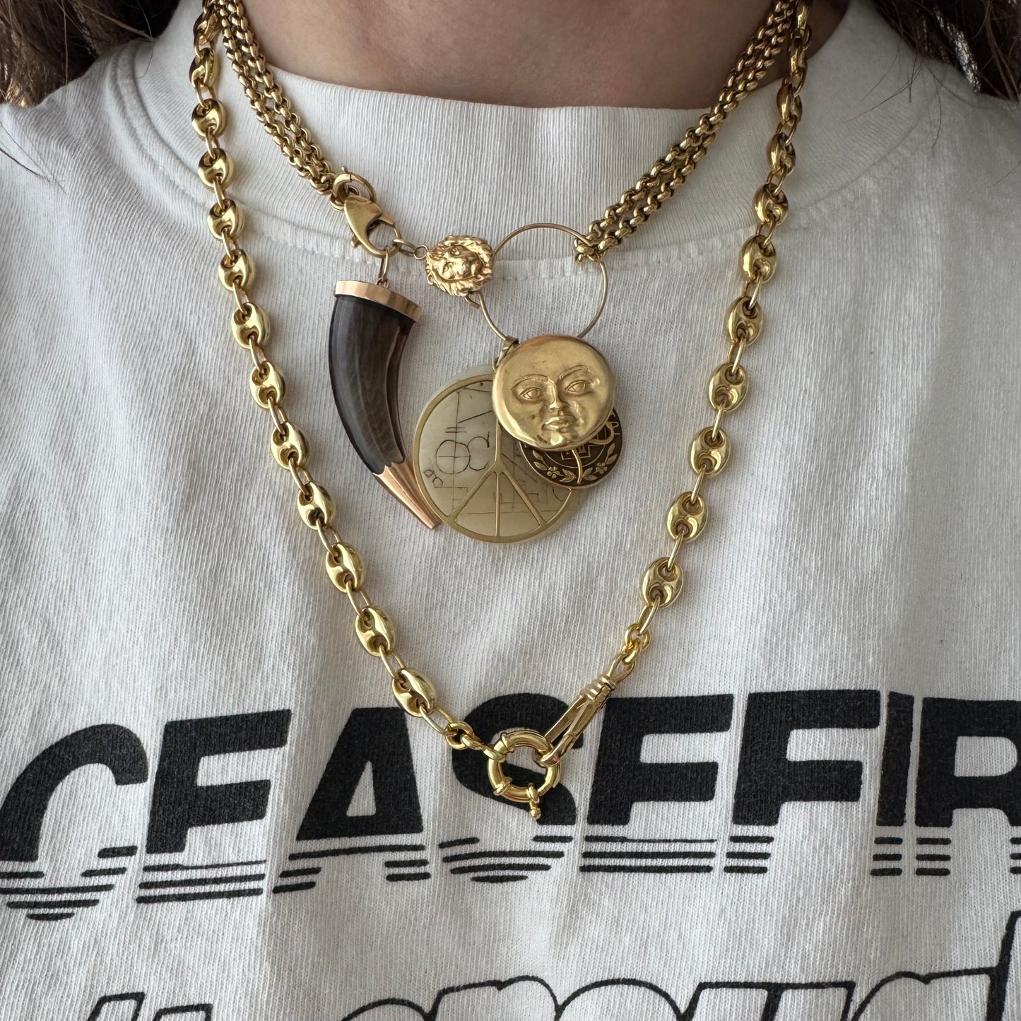 reimagined V I N T A G E // modern day watch chain / re-worked gold over sterling silver puffy mariner link chain / 20.75", 26.7g