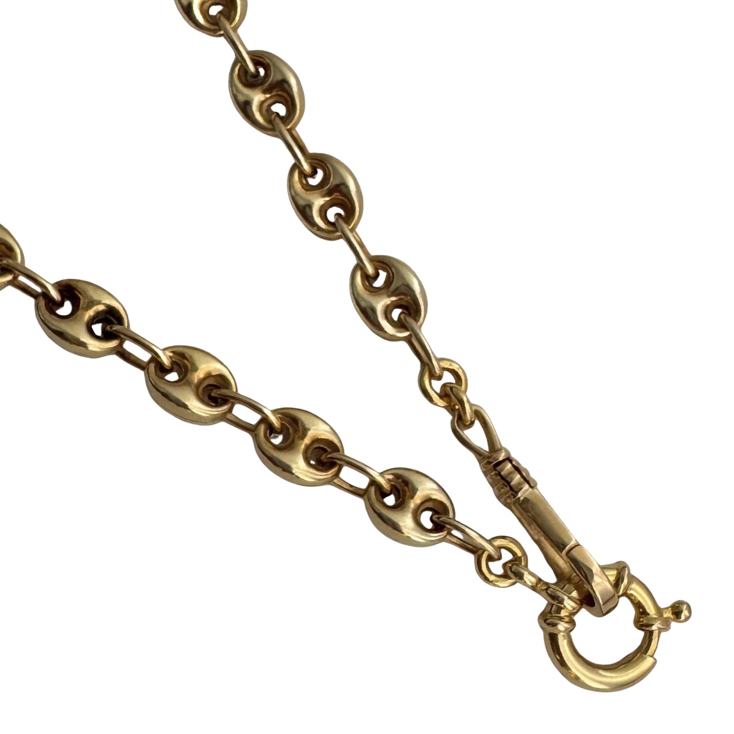 reimagined V I N T A G E // modern day watch chain / re-worked gold over sterling silver puffy mariner link chain / 20.75", 26.7g