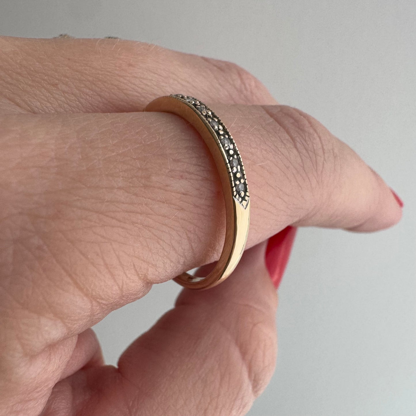 V I N T A G E // all lined up / 10k yellow gold and diamond half eternity band / size 9.75