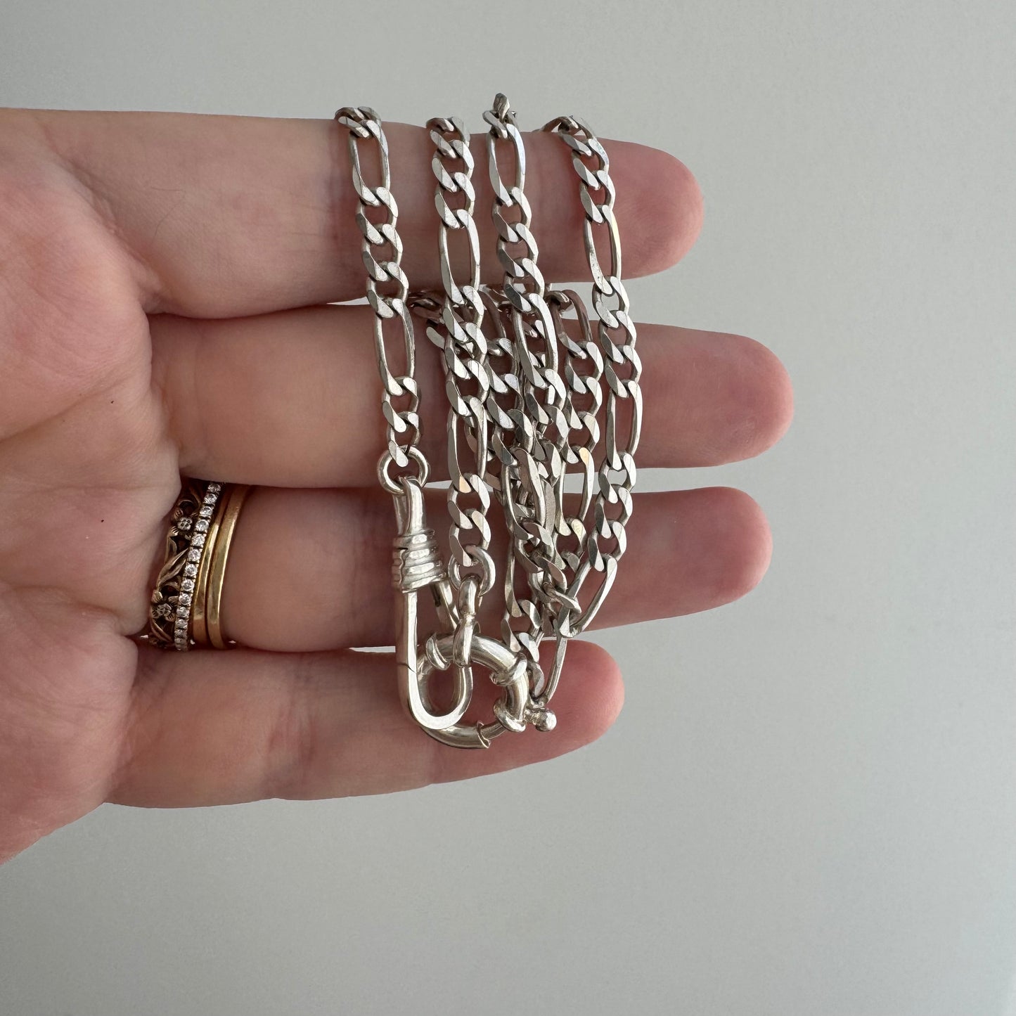 reimagined V I N T A G E // modern day watch chain / re-worked sterling silver figaro chain / 19", 11.8g