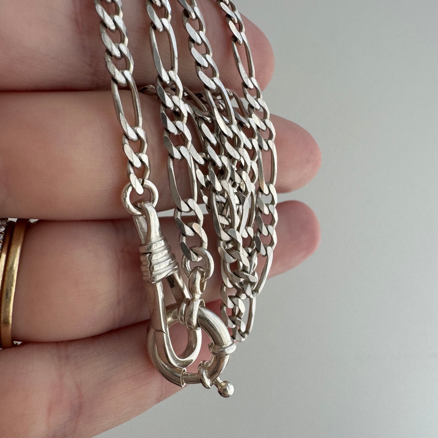 reimagined V I N T A G E // modern day watch chain / re-worked sterling silver figaro chain / 19", 11.8g