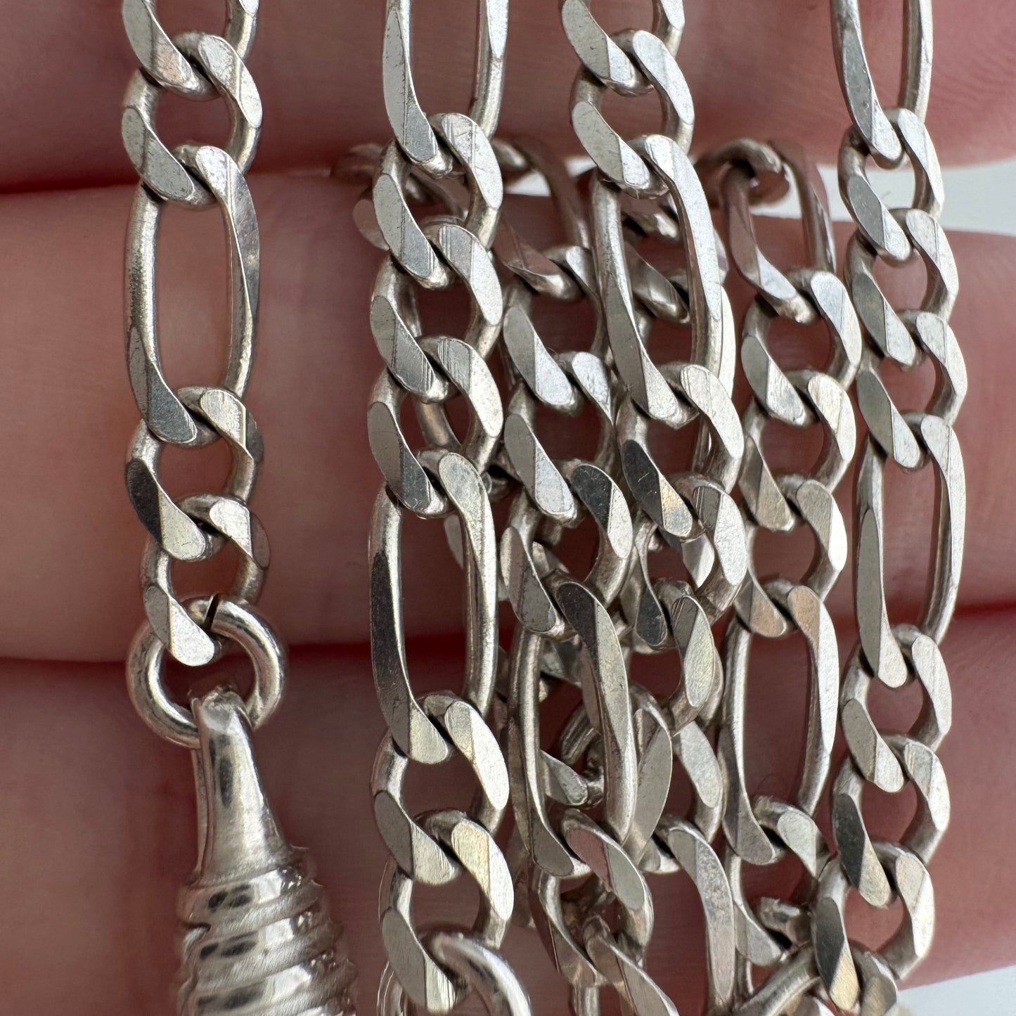 reimagined V I N T A G E // modern day watch chain / re-worked sterling silver figaro chain / 19", 11.8g