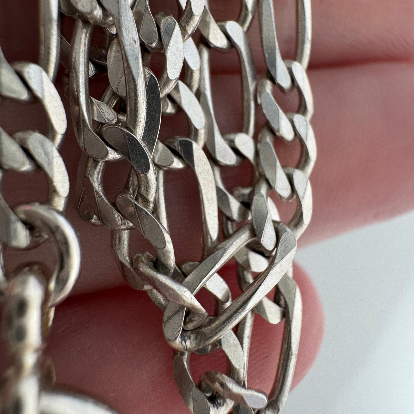 reimagined V I N T A G E // modern day watch chain / re-worked sterling silver figaro chain / 19", 11.8g