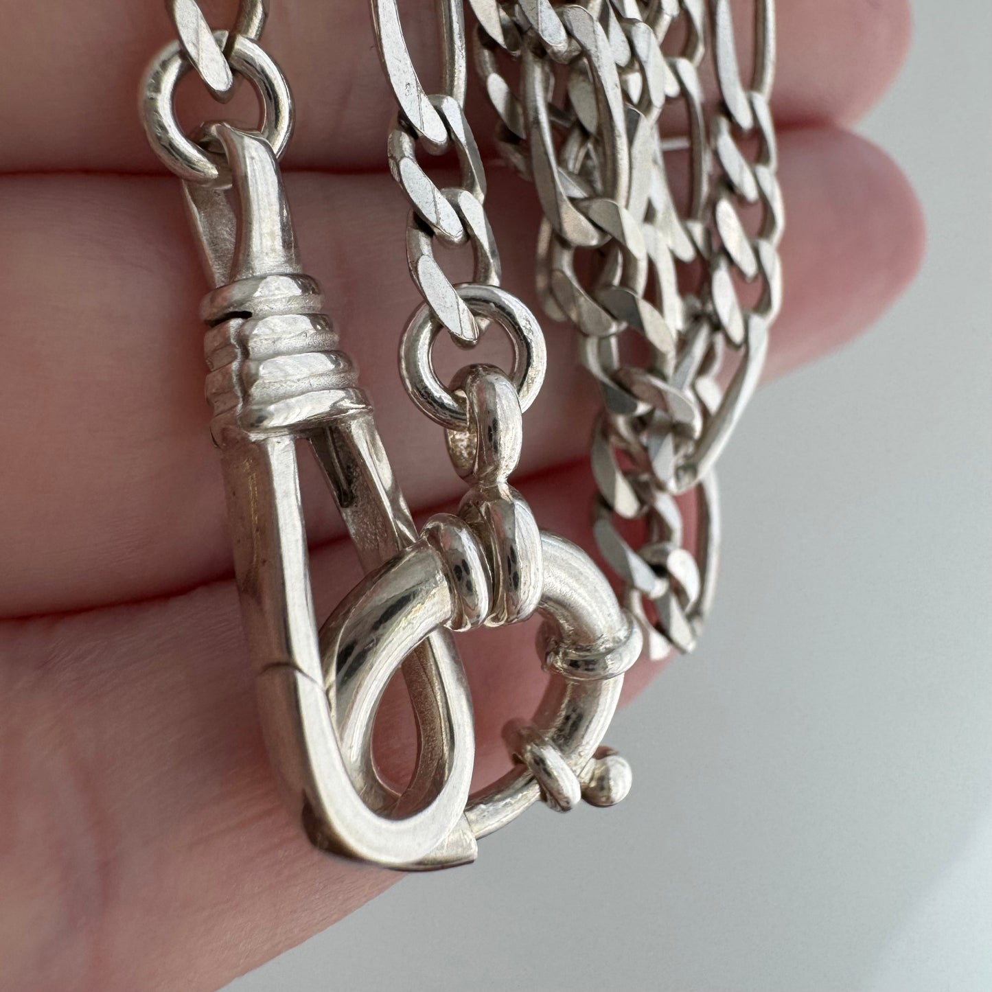 reimagined V I N T A G E // modern day watch chain / re-worked sterling silver figaro chain / 19", 11.8g