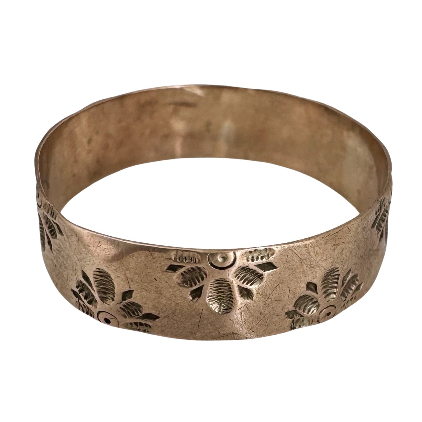 A N T I Q U E // peeking flowers / 8k rosy floral patterned cigar band / size 5-5.25