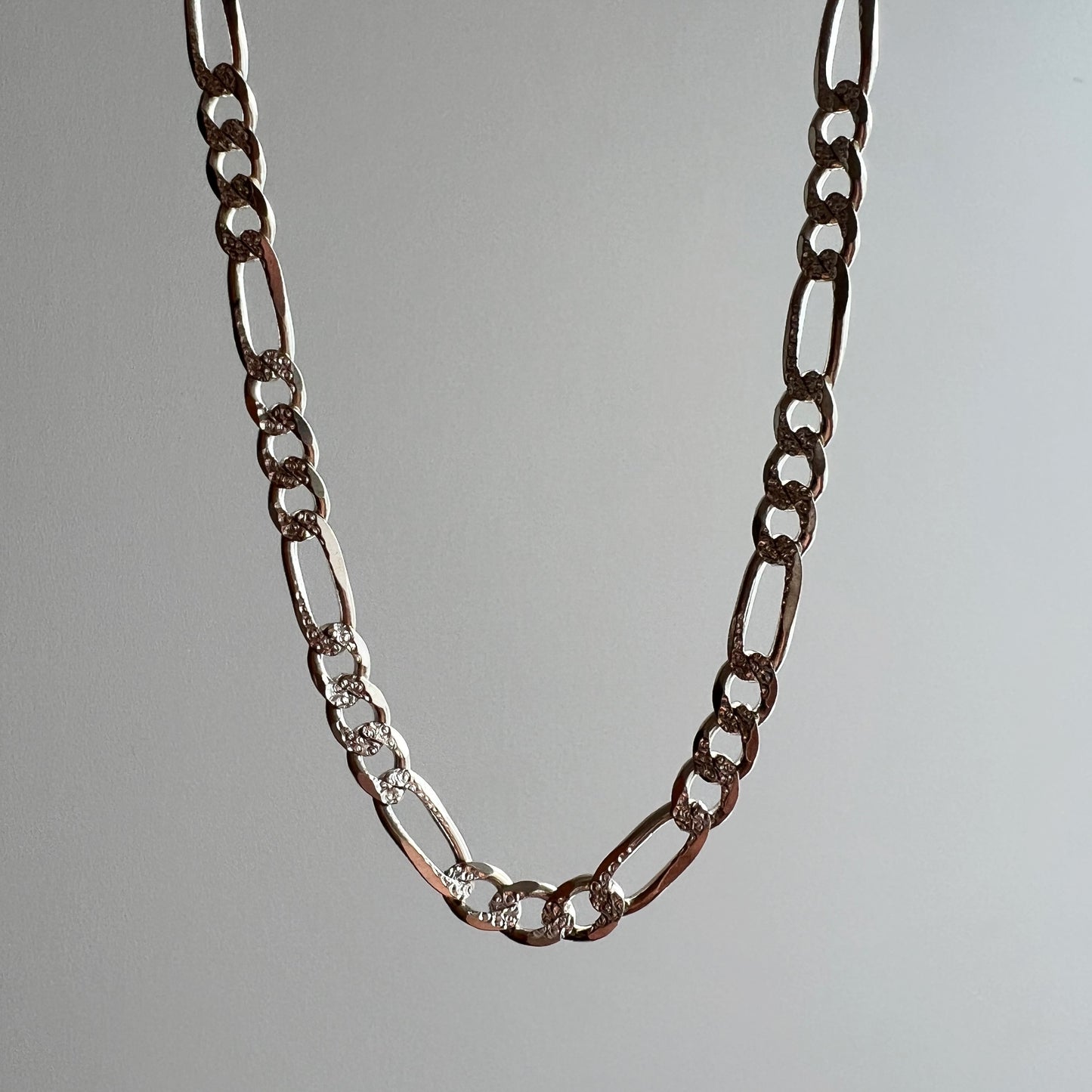 P R E - L O V E D // double sided figaro / Italy sterling silver figaro chain /22" over 32g