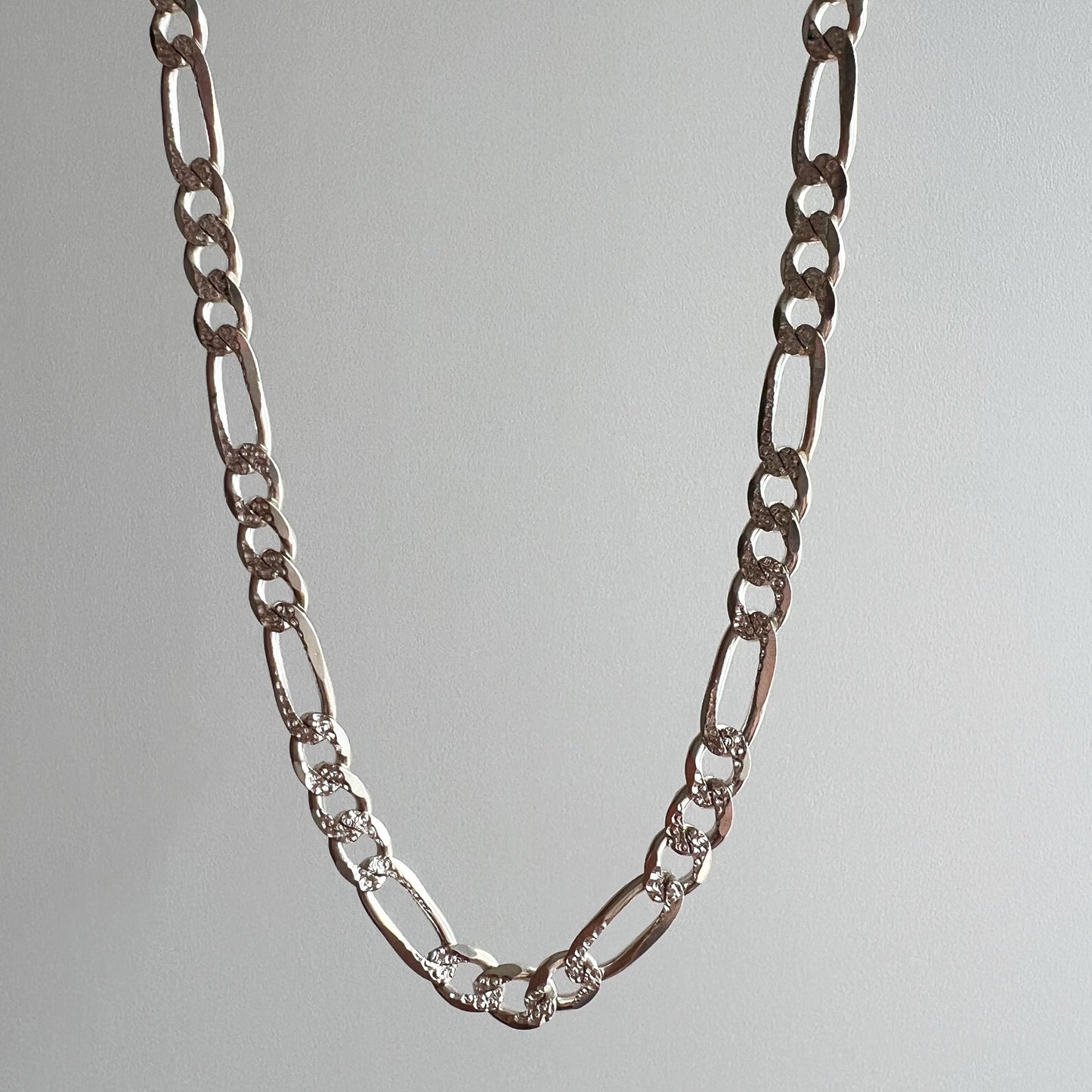 P R E - L O V E D // double sided figaro / Italy sterling silver figaro chain /22" over 32g