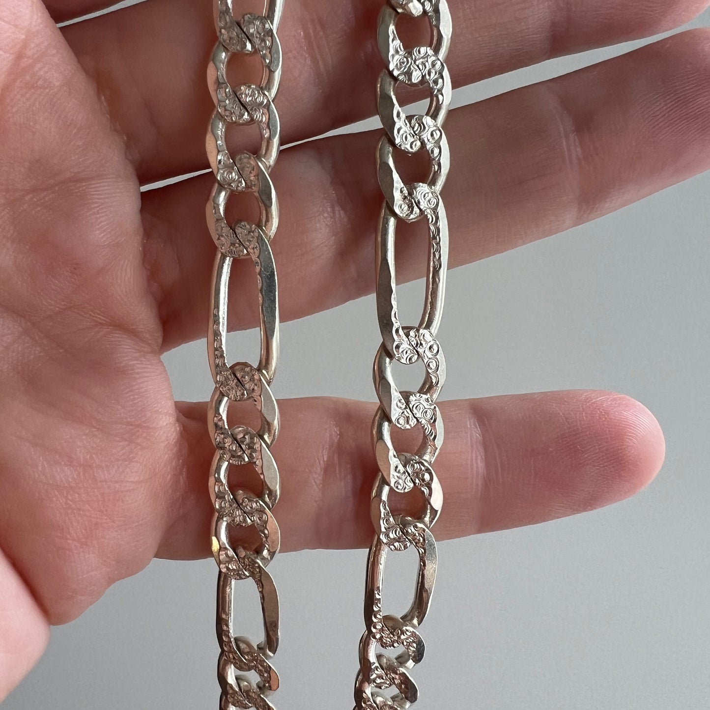 P R E - L O V E D // double sided figaro / Italy sterling silver figaro chain /22" over 32g