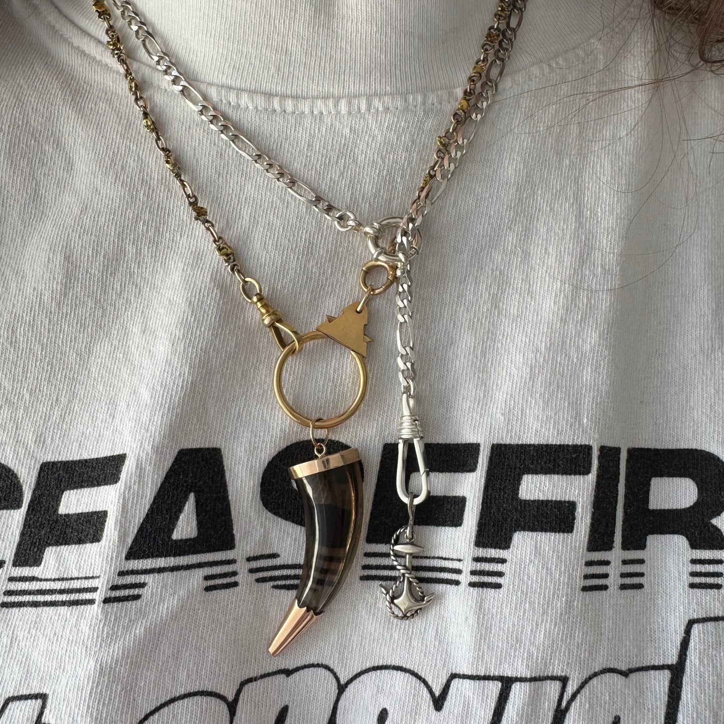 reimagined V I N T A G E // modern day watch chain / re-worked sterling silver figaro chain / 19", 11.8g