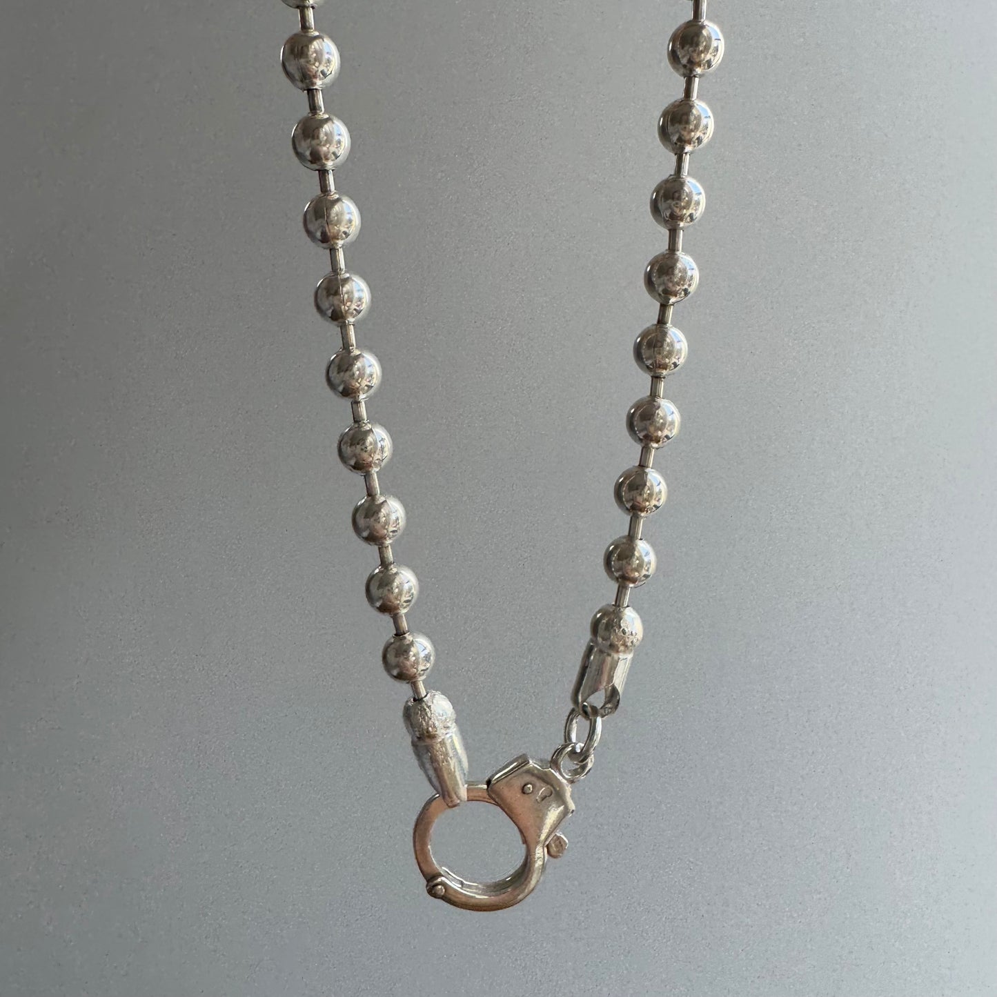 reimagined V I N T A G E // handcuff clasp / re-worked sterling silver ball bead chain / almost 18.5", 27.5G