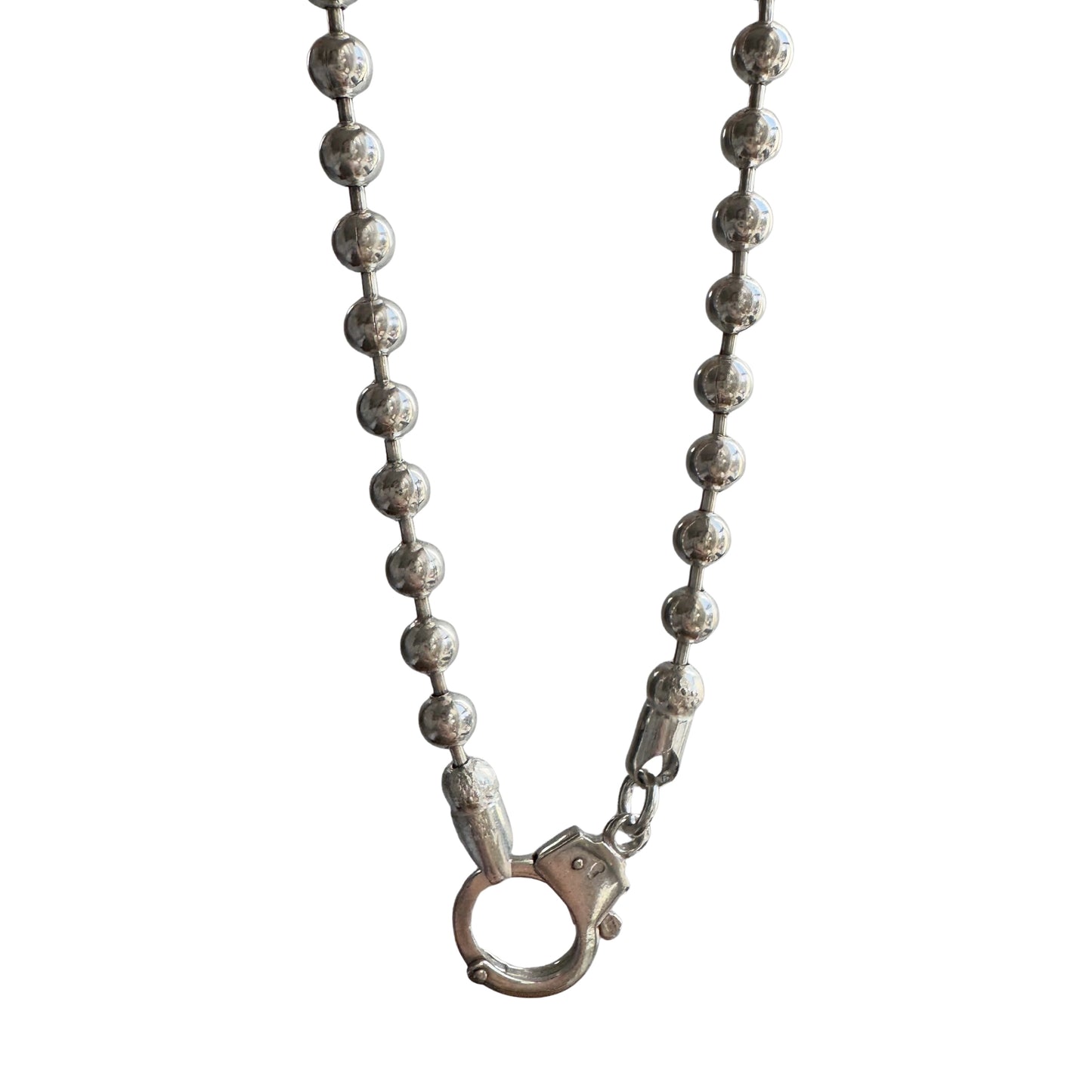 reimagined V I N T A G E // handcuff clasp / re-worked sterling silver ball bead chain / almost 18.5", 27.5G