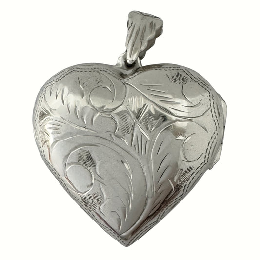 P R E - L O V E D // memory keeper / sterling silver large puffy heart locket / a pendant