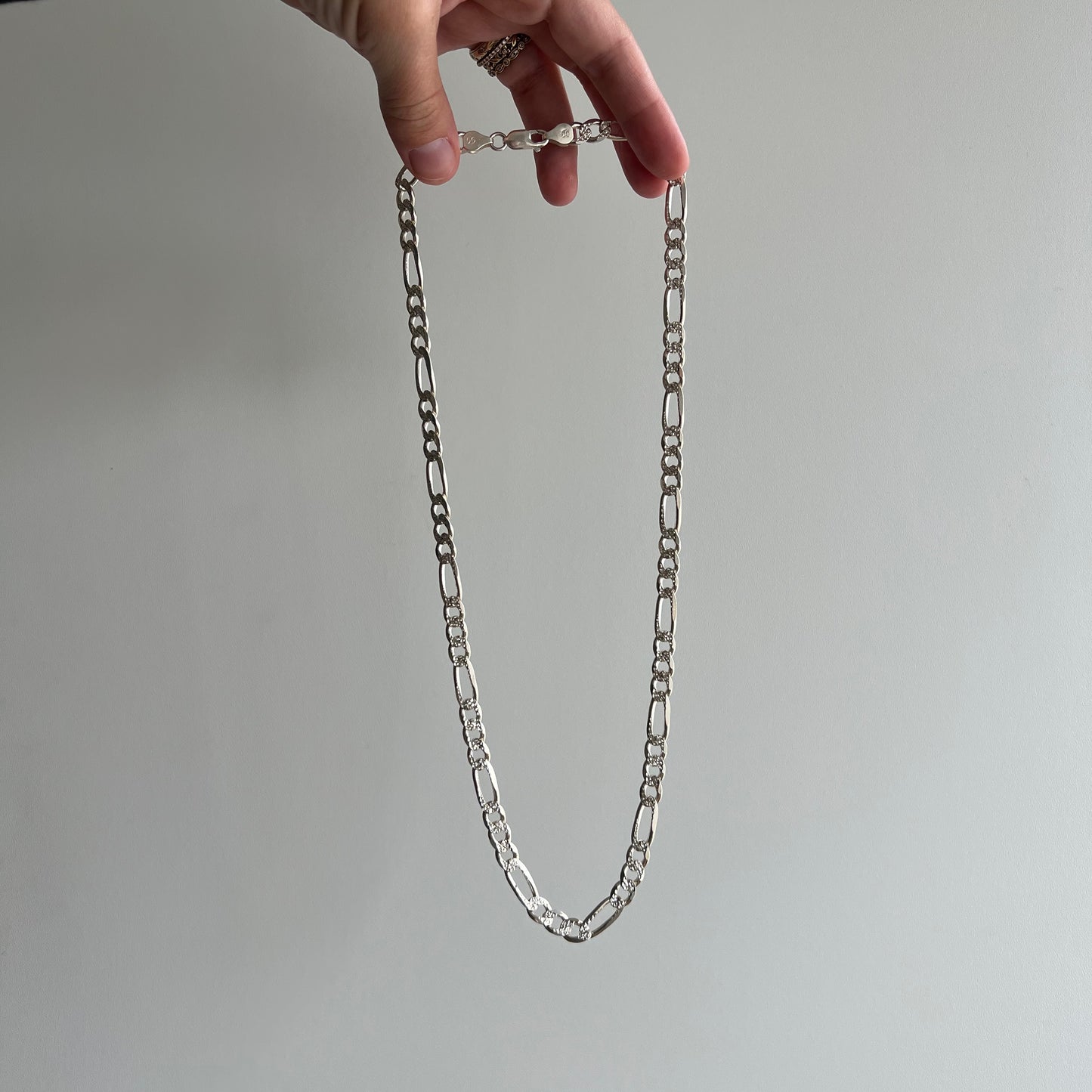 P R E - L O V E D // double sided figaro / Italy sterling silver figaro chain /22" over 32g