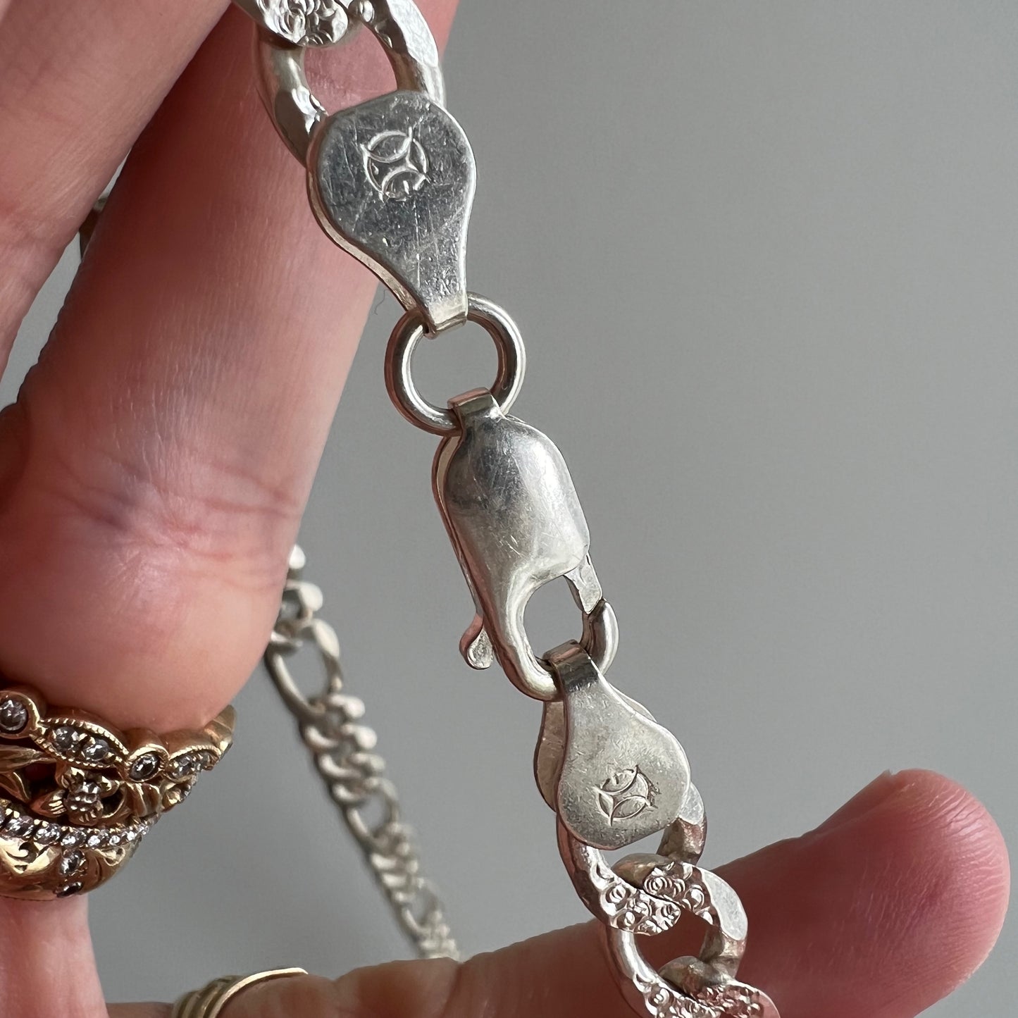 P R E - L O V E D // double sided figaro / Italy sterling silver figaro chain /22" over 32g