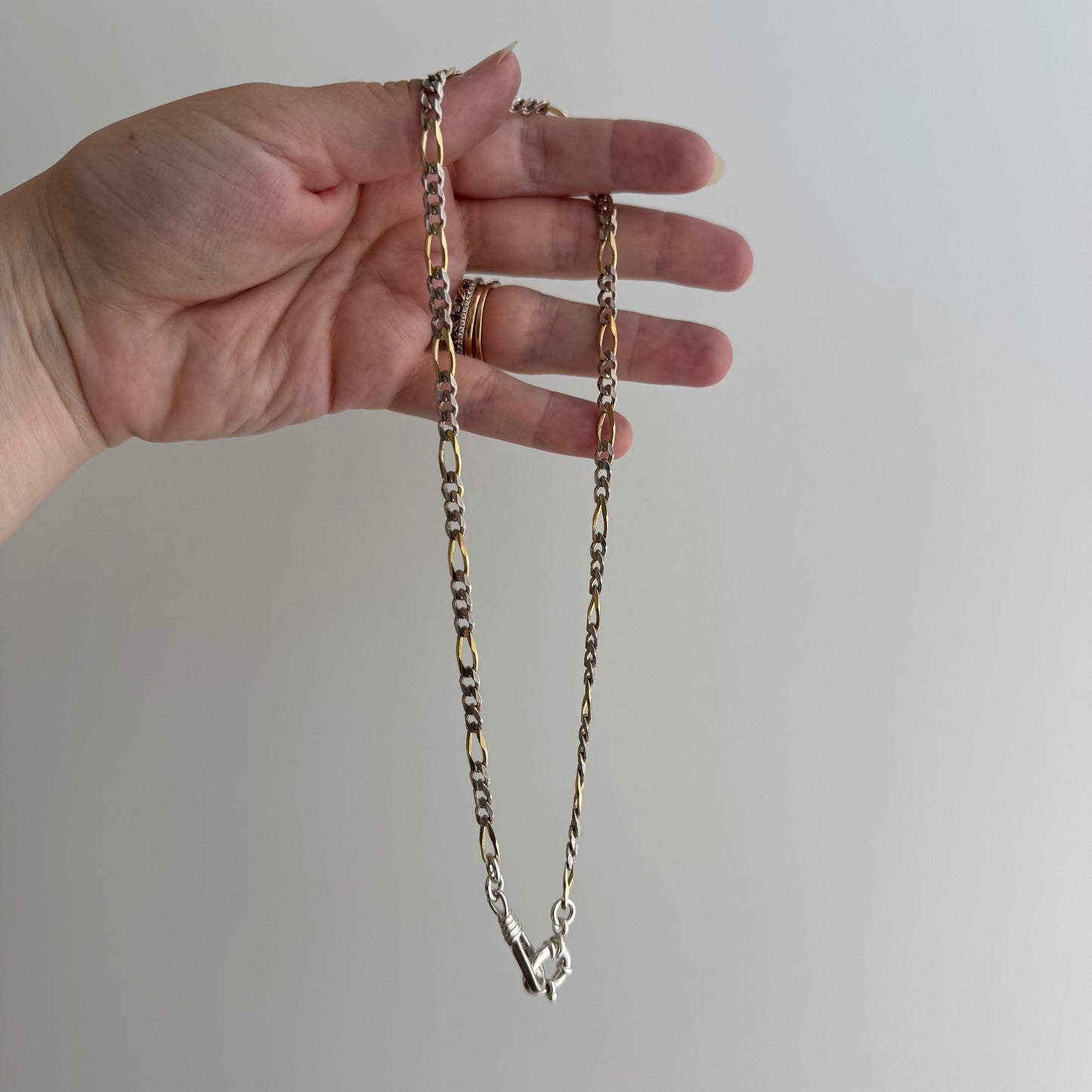 reimagined V I N T A G E // modern day watch chain / re-worked sterling two tone figaro chain / 16.5", 14.4g