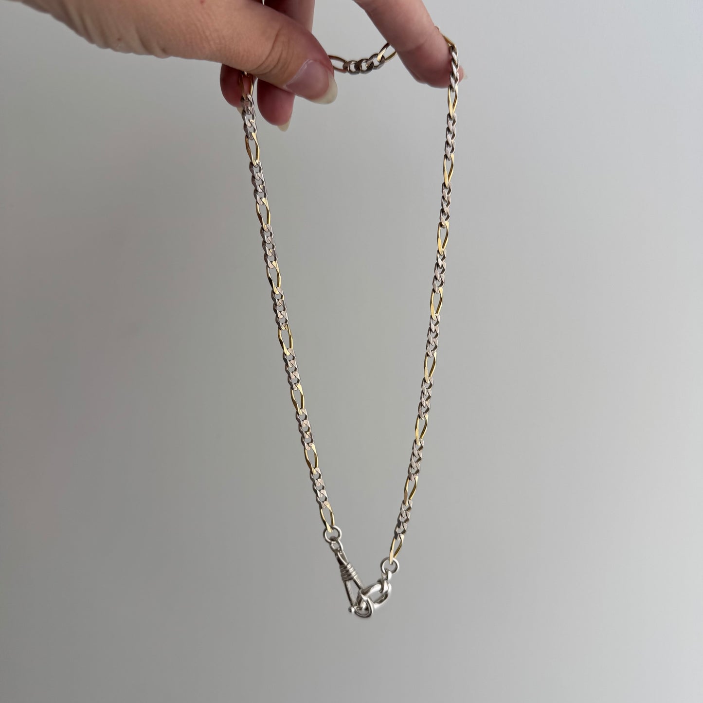 reimagined V I N T A G E // modern day watch chain / re-worked sterling two tone figaro chain / 16.5", 14.4g