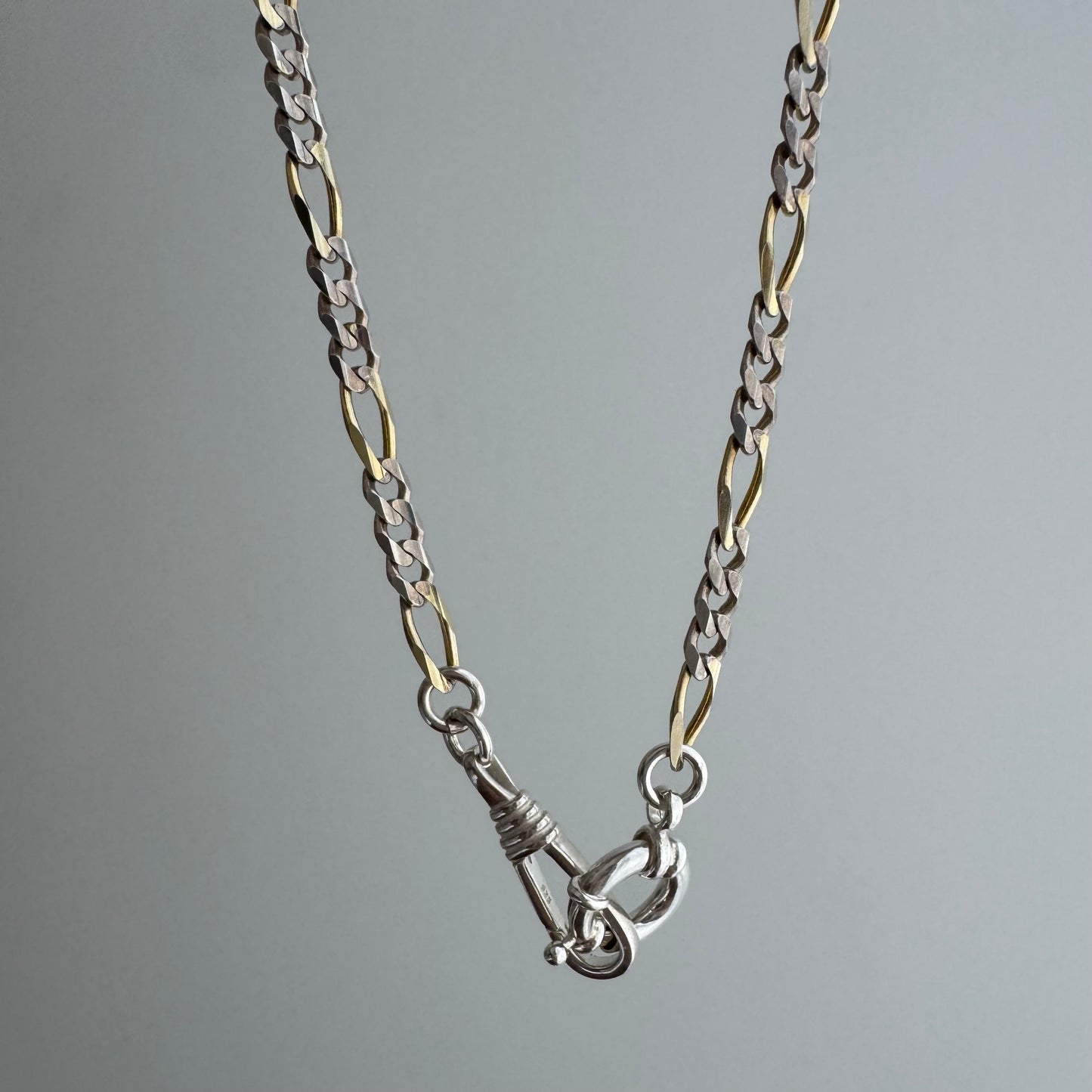 reimagined V I N T A G E // modern day watch chain / re-worked sterling two tone figaro chain / 16.5", 14.4g