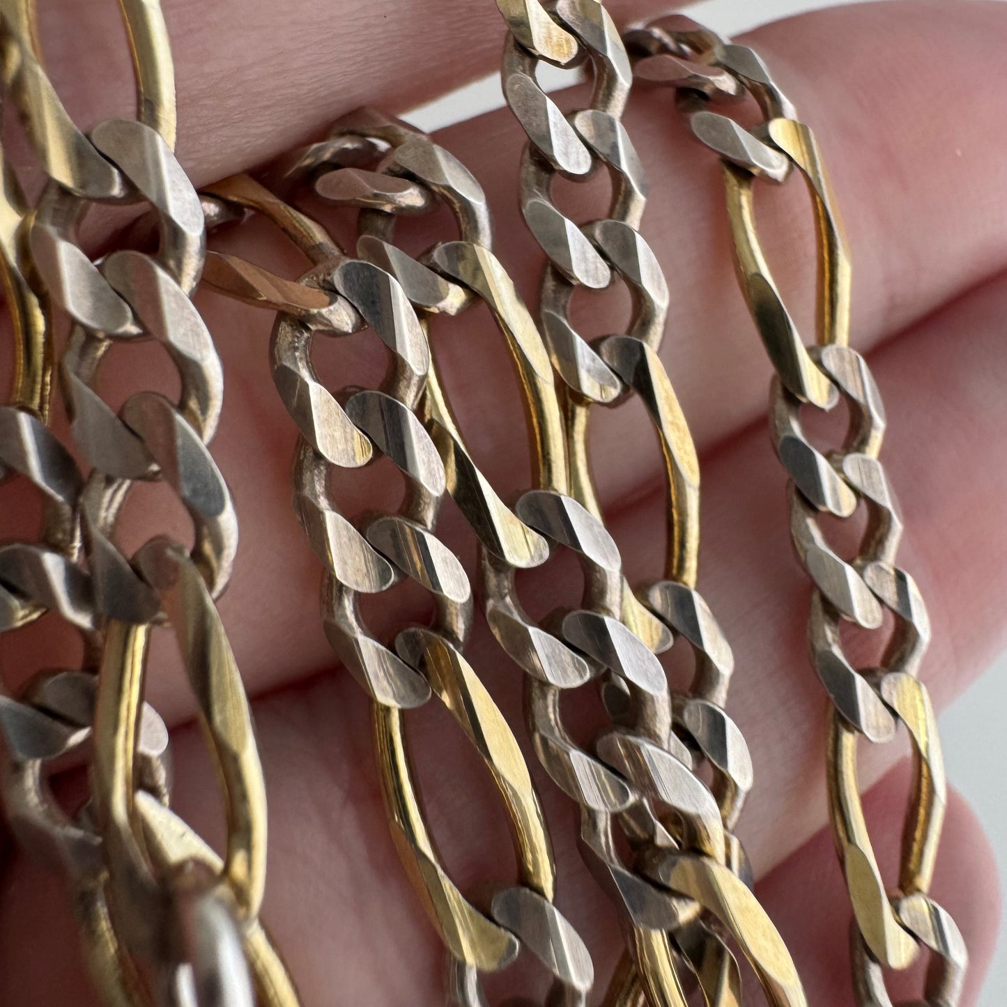 reimagined V I N T A G E // modern day watch chain / re-worked sterling two tone figaro chain / 16.5", 14.4g