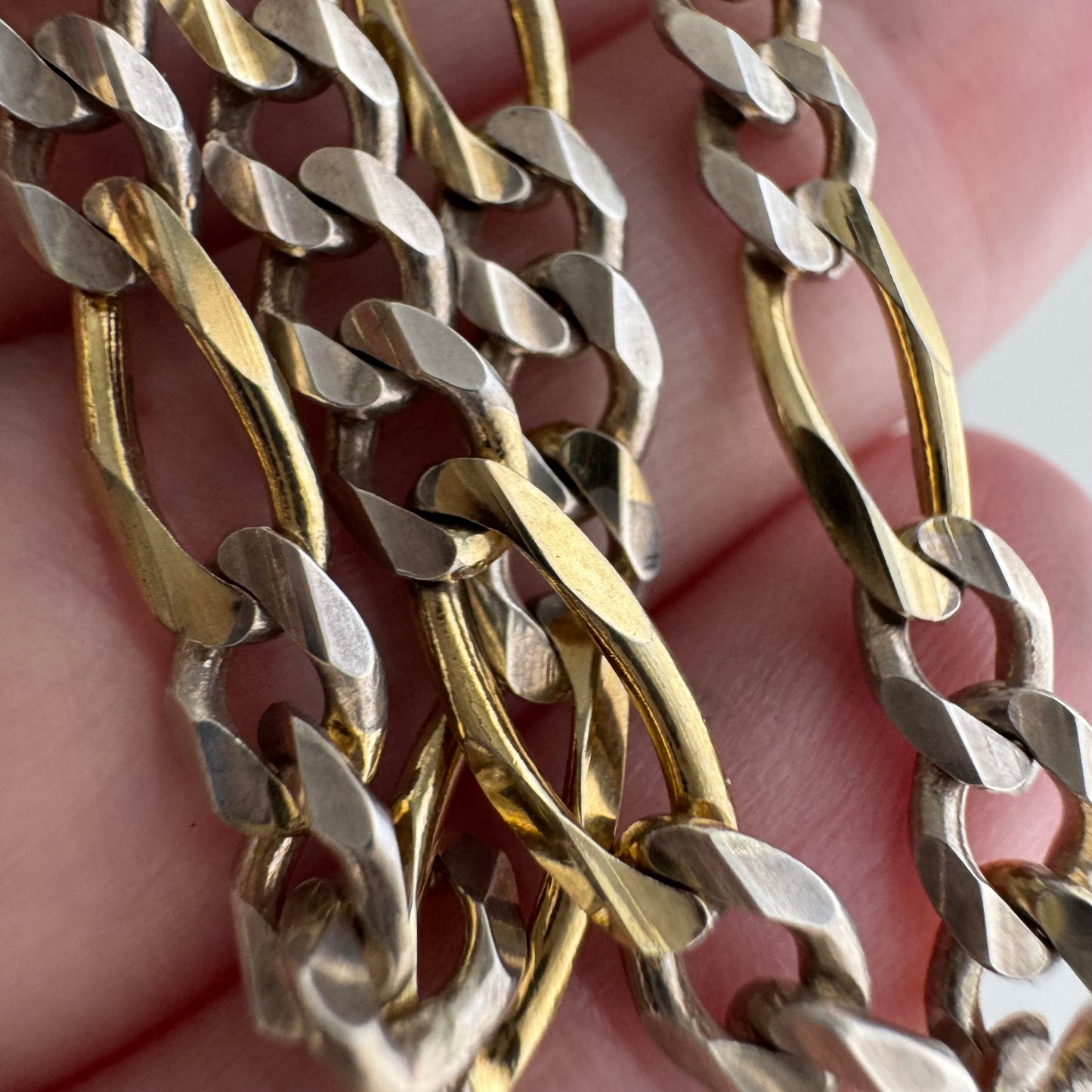 reimagined V I N T A G E // modern day watch chain / re-worked sterling two tone figaro chain / 16.5", 14.4g