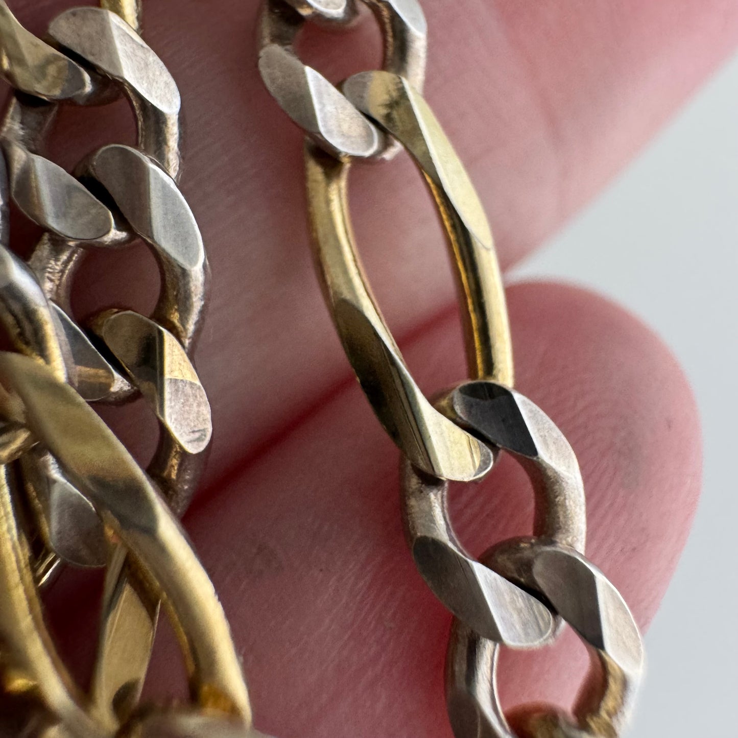 reimagined V I N T A G E // modern day watch chain / re-worked sterling two tone figaro chain / 16.5", 14.4g