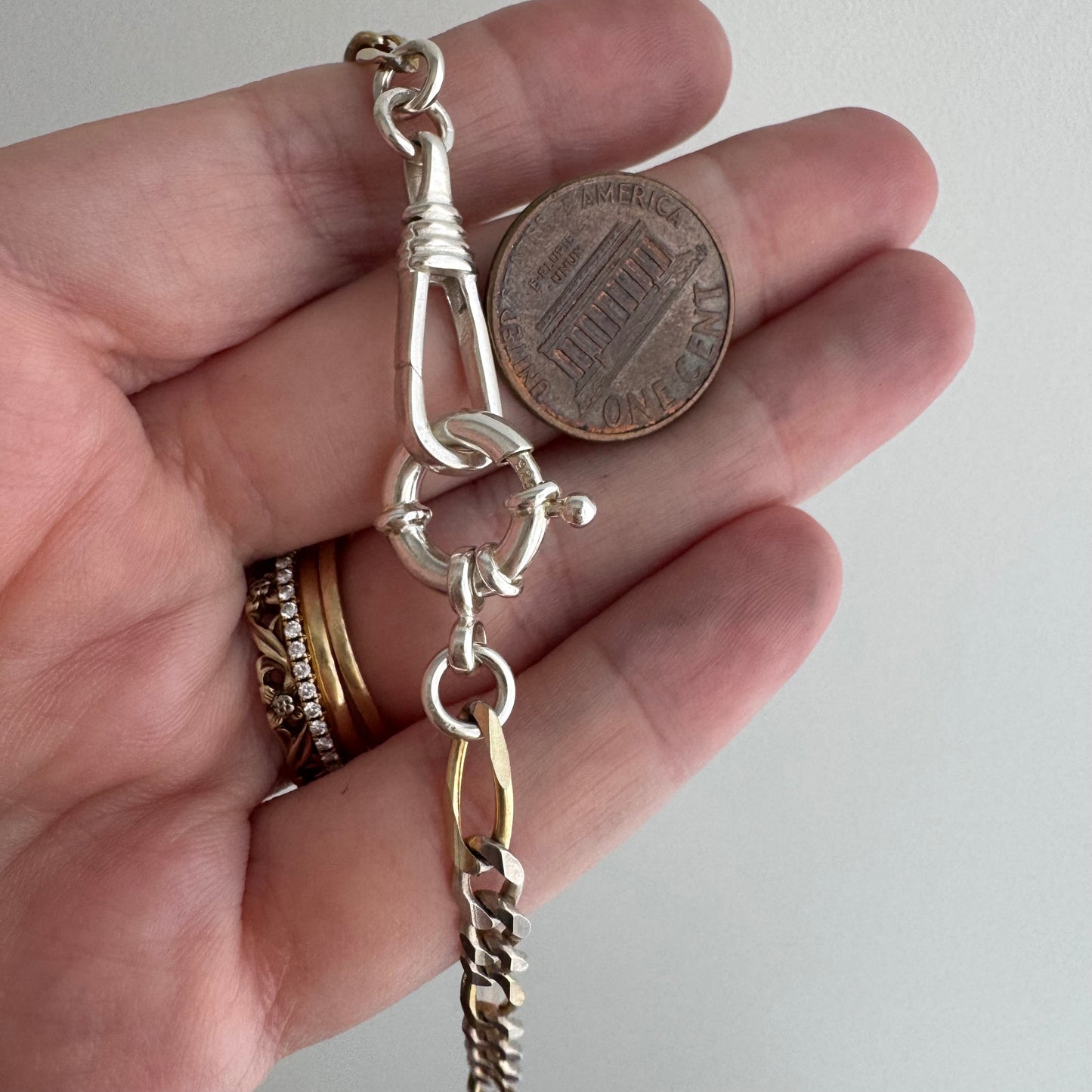 reimagined V I N T A G E // modern day watch chain / re-worked sterling two tone figaro chain / 16.5", 14.4g