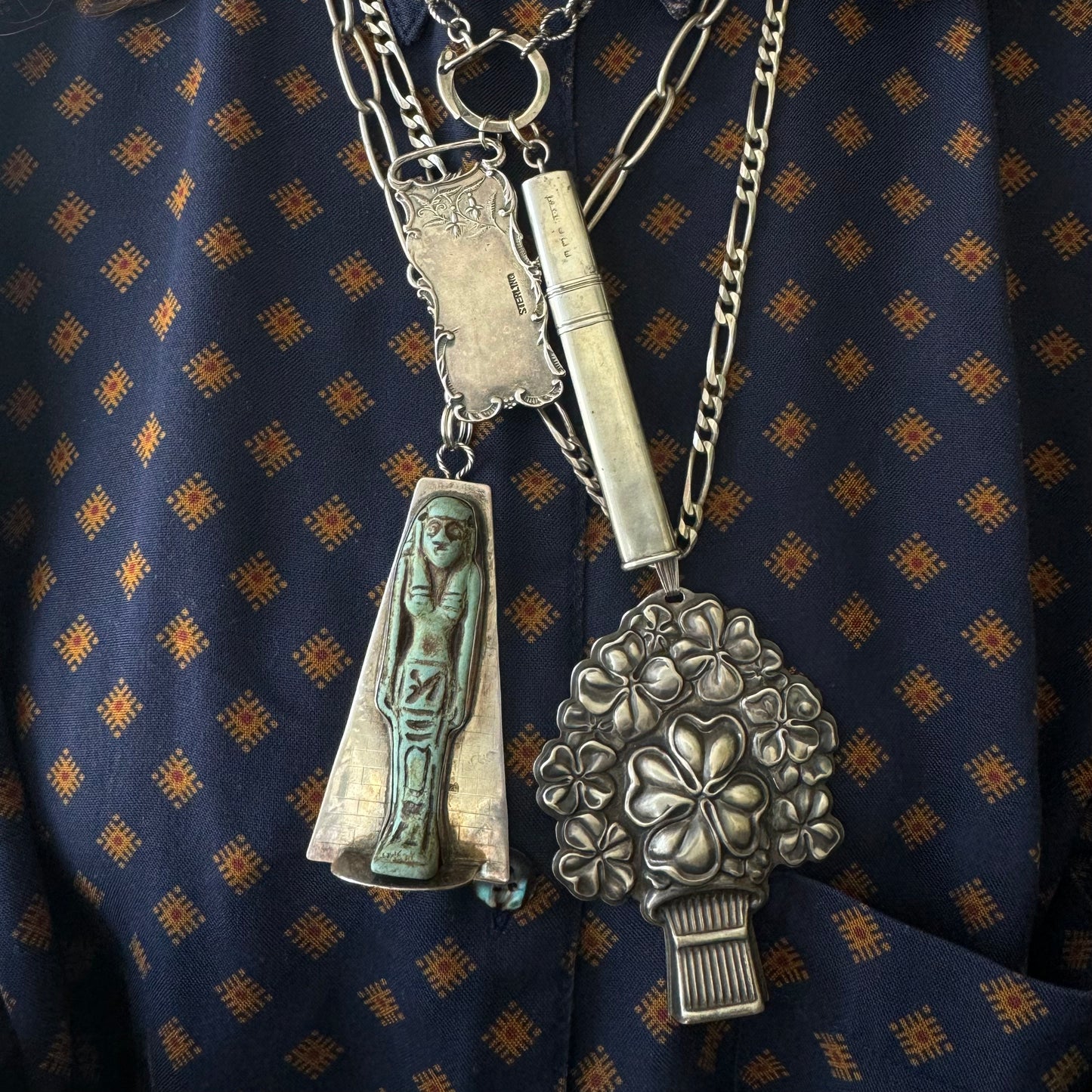 V I N T A G E // fit for a king / King Tut tour era Egyptian revival mummy / a LARGE pendant