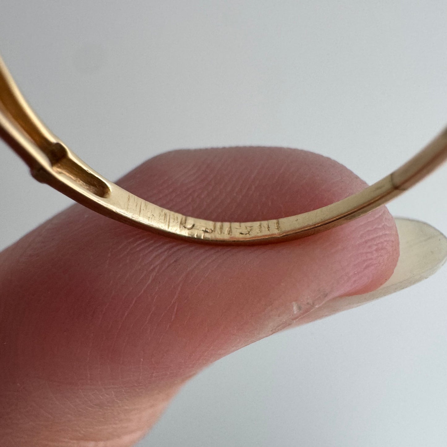 V I N T A G E // deco trilogy / art deco 14k yellow and white gold three diamond stacking band / size 6.75