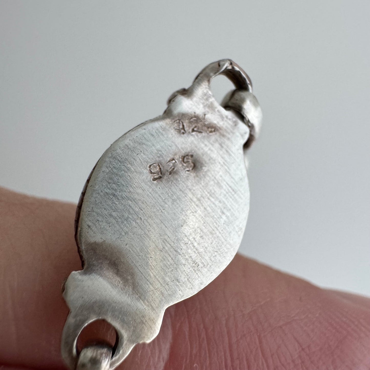 V I N T A G E // moonstone magic / sterling silver blue moonstoon link bracelet / 7" to 7.5", 14.3g