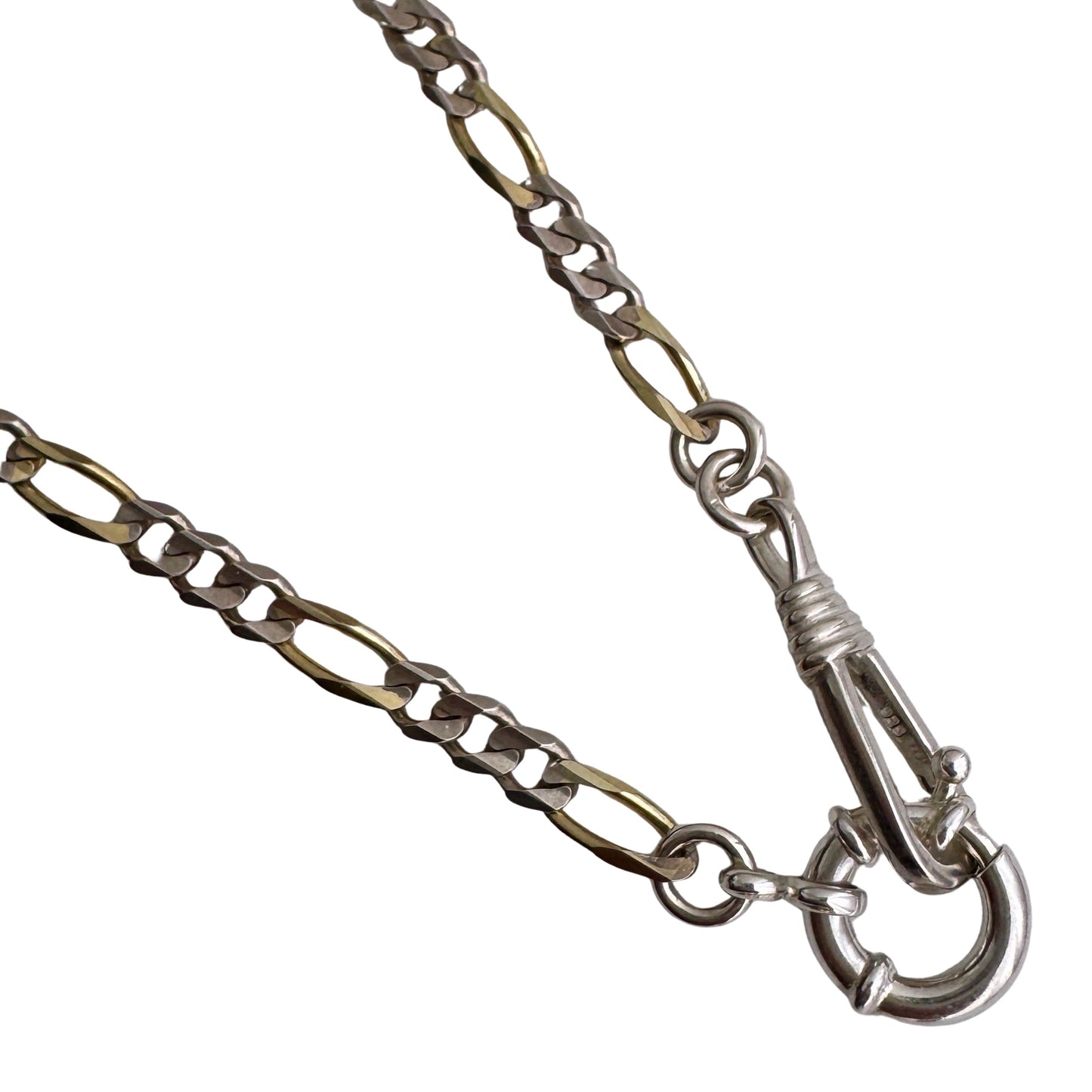 reimagined V I N T A G E // modern day watch chain / re-worked sterling two tone figaro chain / 16.5", 14.4g